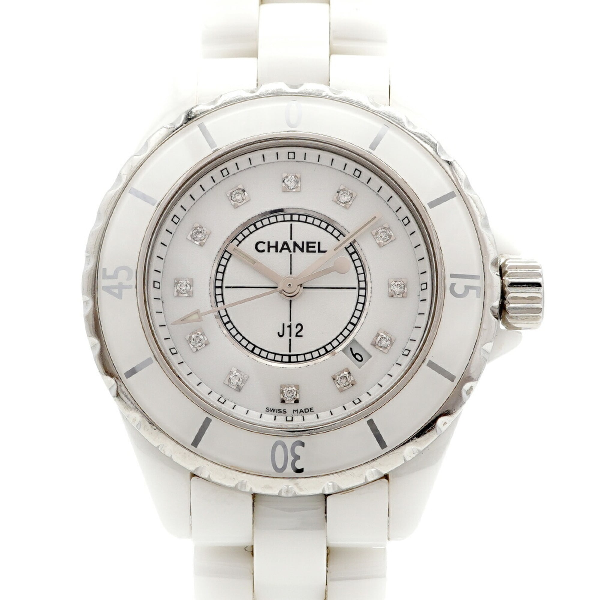 Chanel J12 Diamond H1628 White Dial Women's Watch