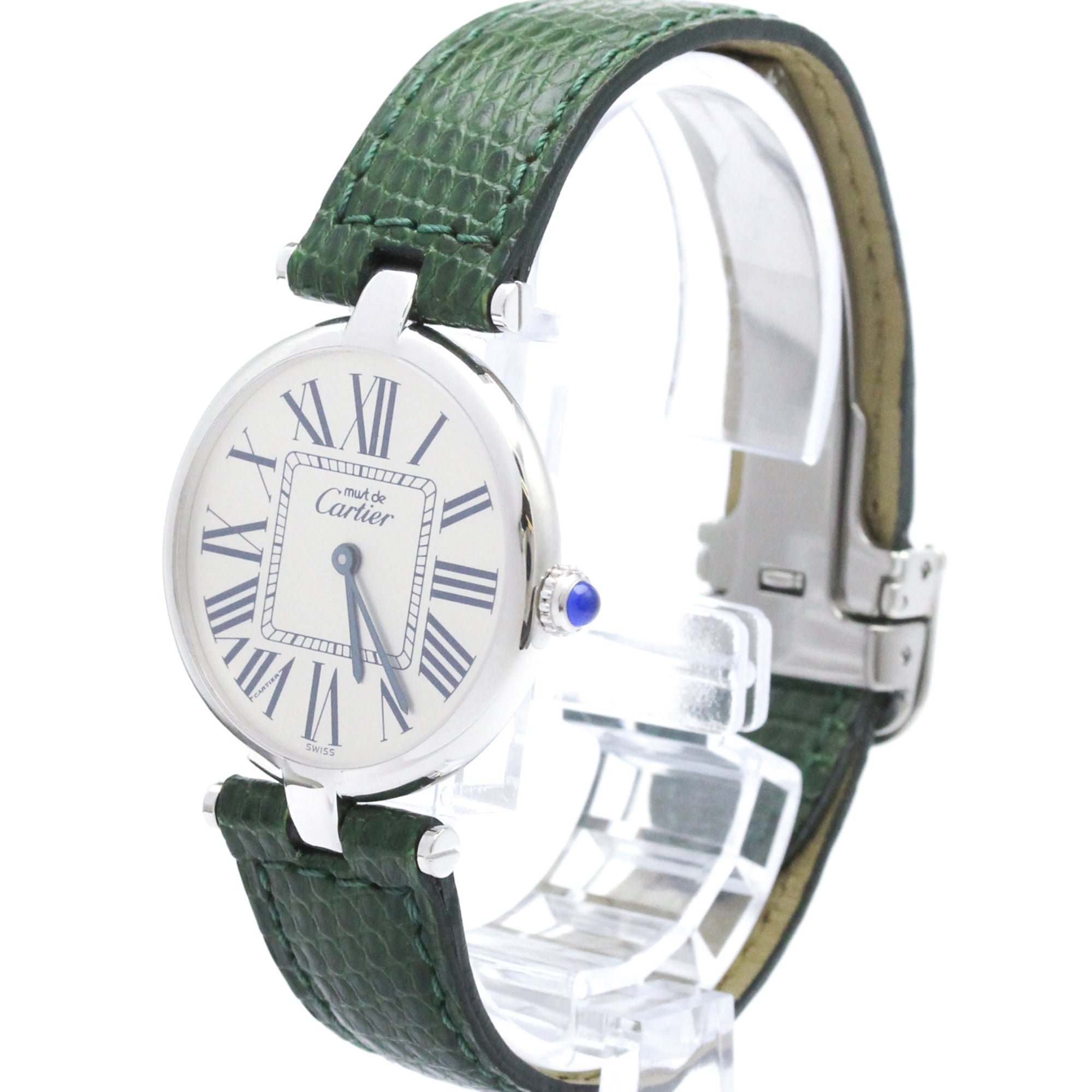 CARTIER Must Colisee Silver 925 Leather Quartz Ladies Watch