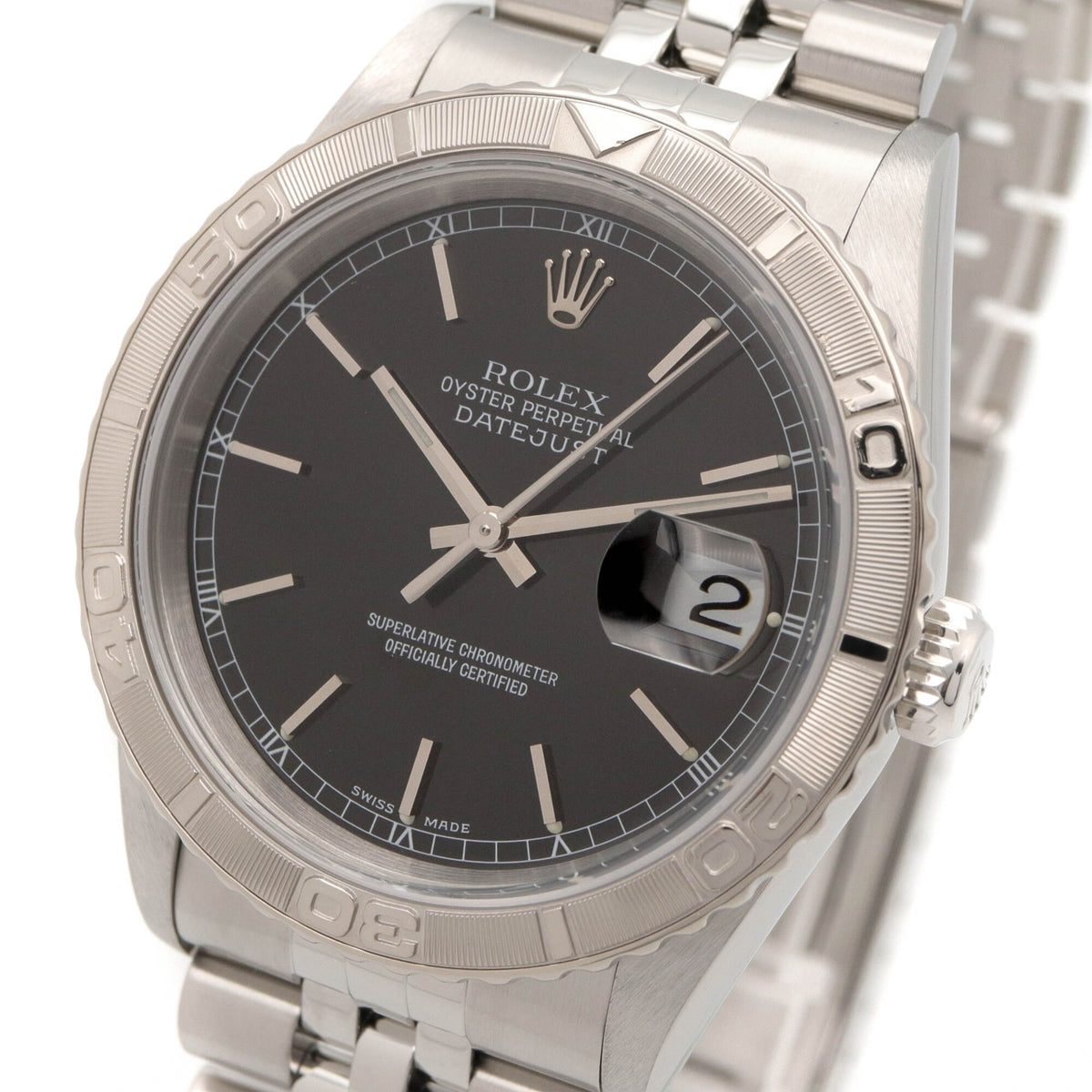 Rolex Thunderbird P-Serie 18 Karat 16264 Schwarz Zifferblatt 36 mm Uhr