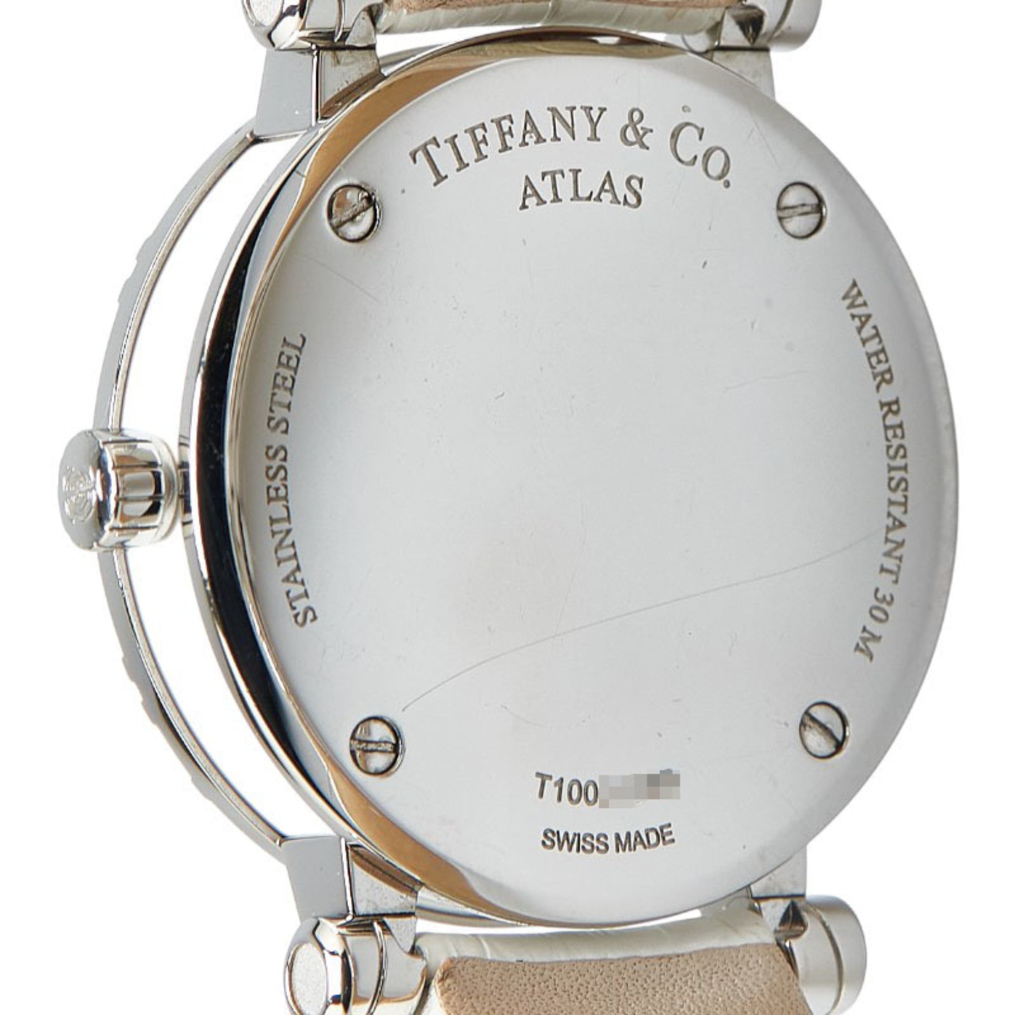 Tiffany & Co. Atlas Heart Date-horloge Z1300.11.11A20A71A, kwarts uurwerk, witte wijzerplaat, roestvrij staal, leer, dameshorloge