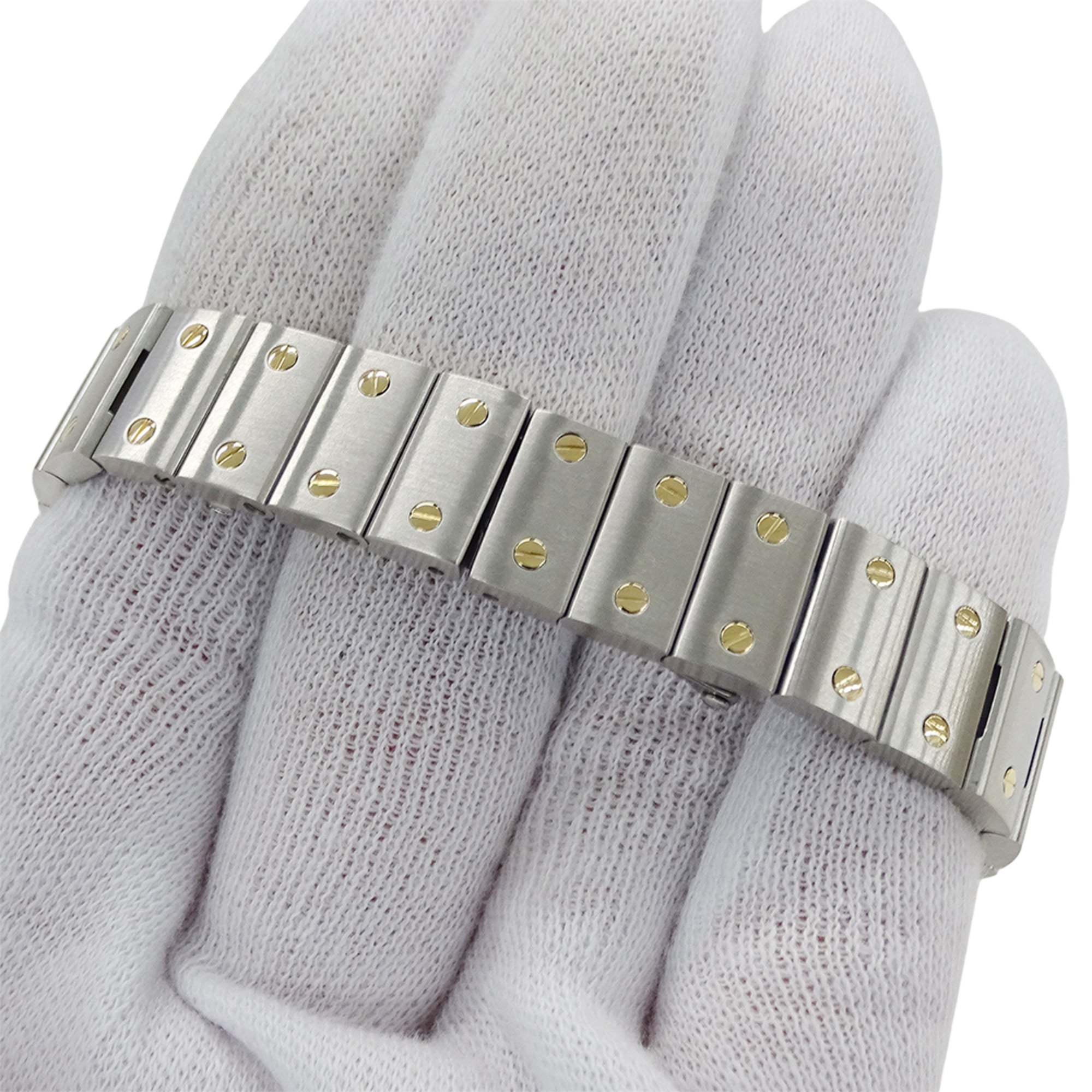 Cartier-Damenuhr, Santos Galbee SM, Uhrwerk, Edelstahl (SS), Gelbgold (YG), W20012C4.