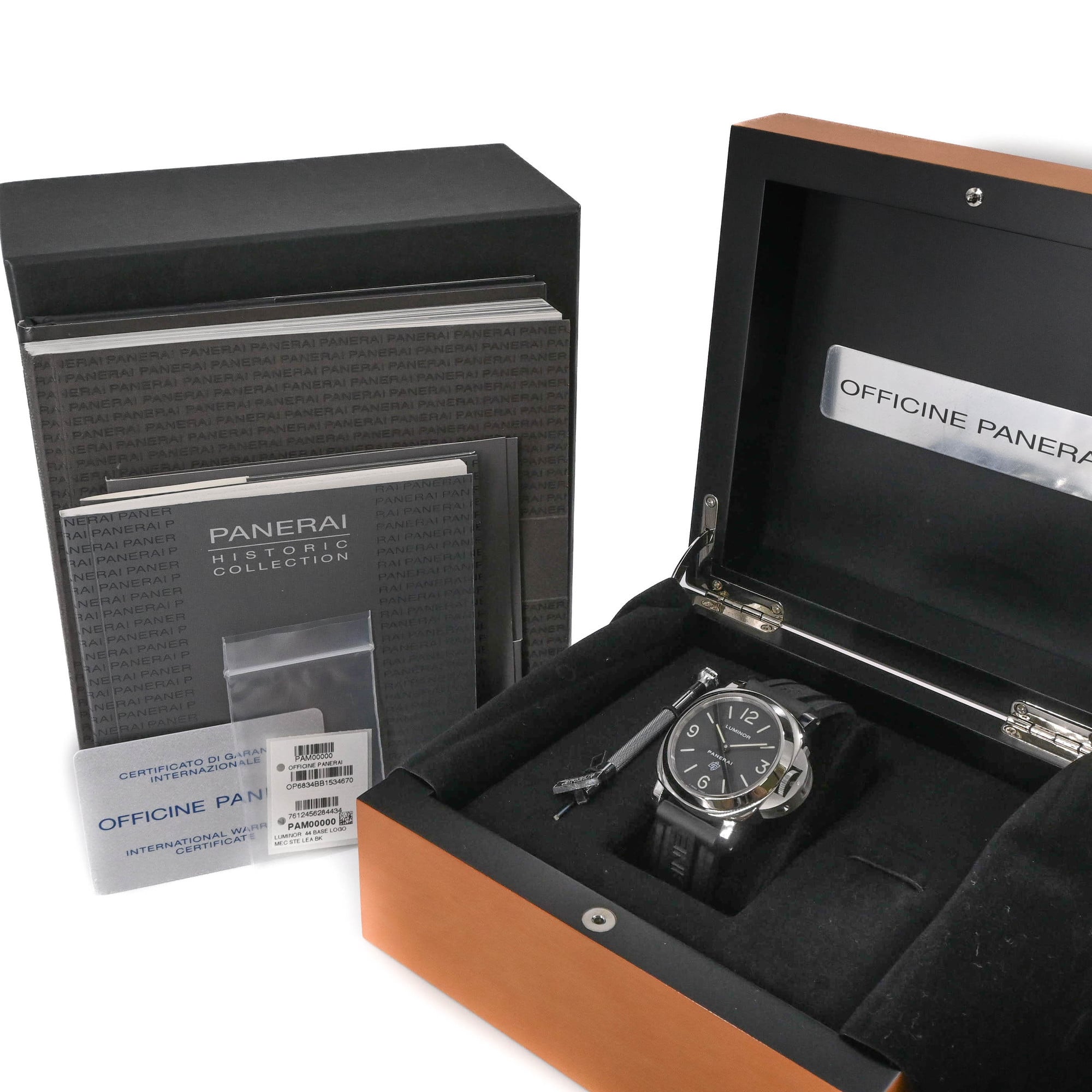 Panerai Luminor Manual Winding Men's Watch, Black Dial, PAM00000