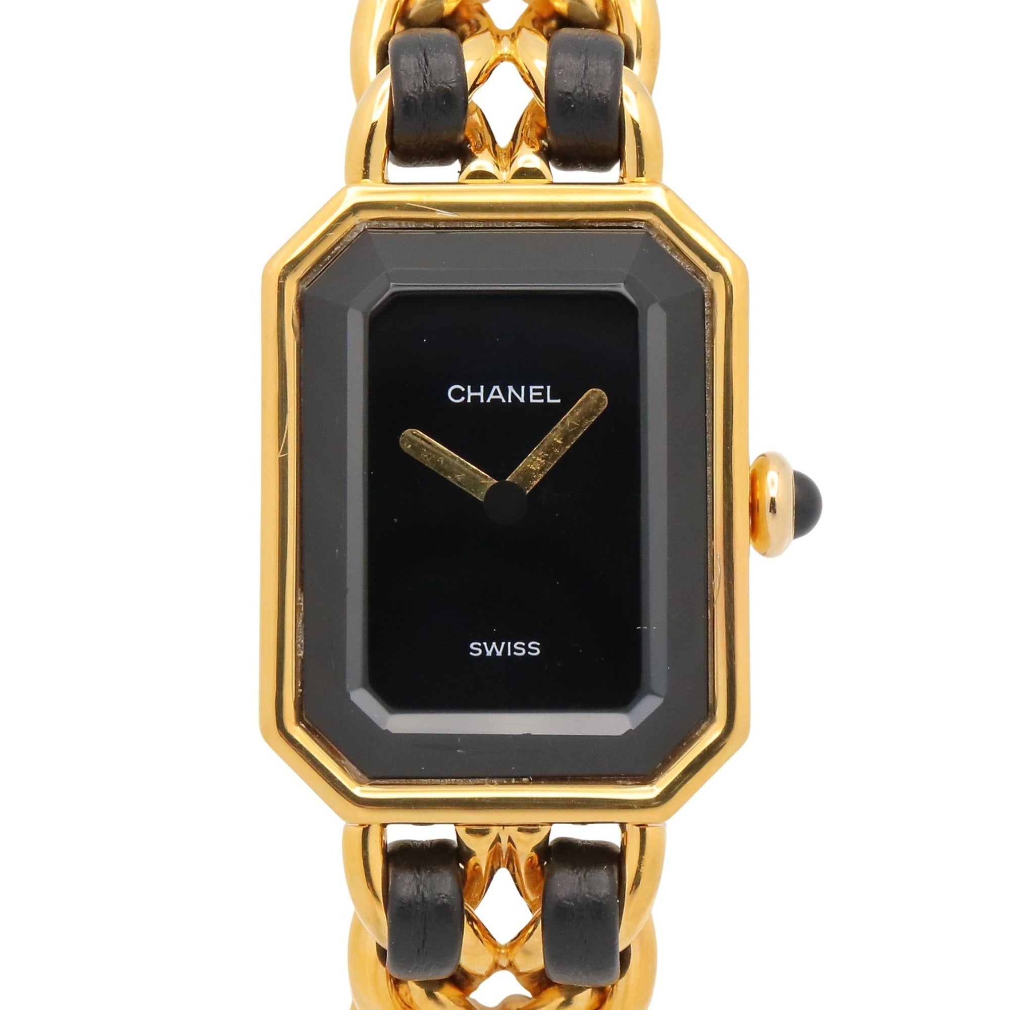 Chanel CHANEL PremiÃ¨re S Watch, Gold Plated (GP), Leather Strap, Women's, Black, H0001
