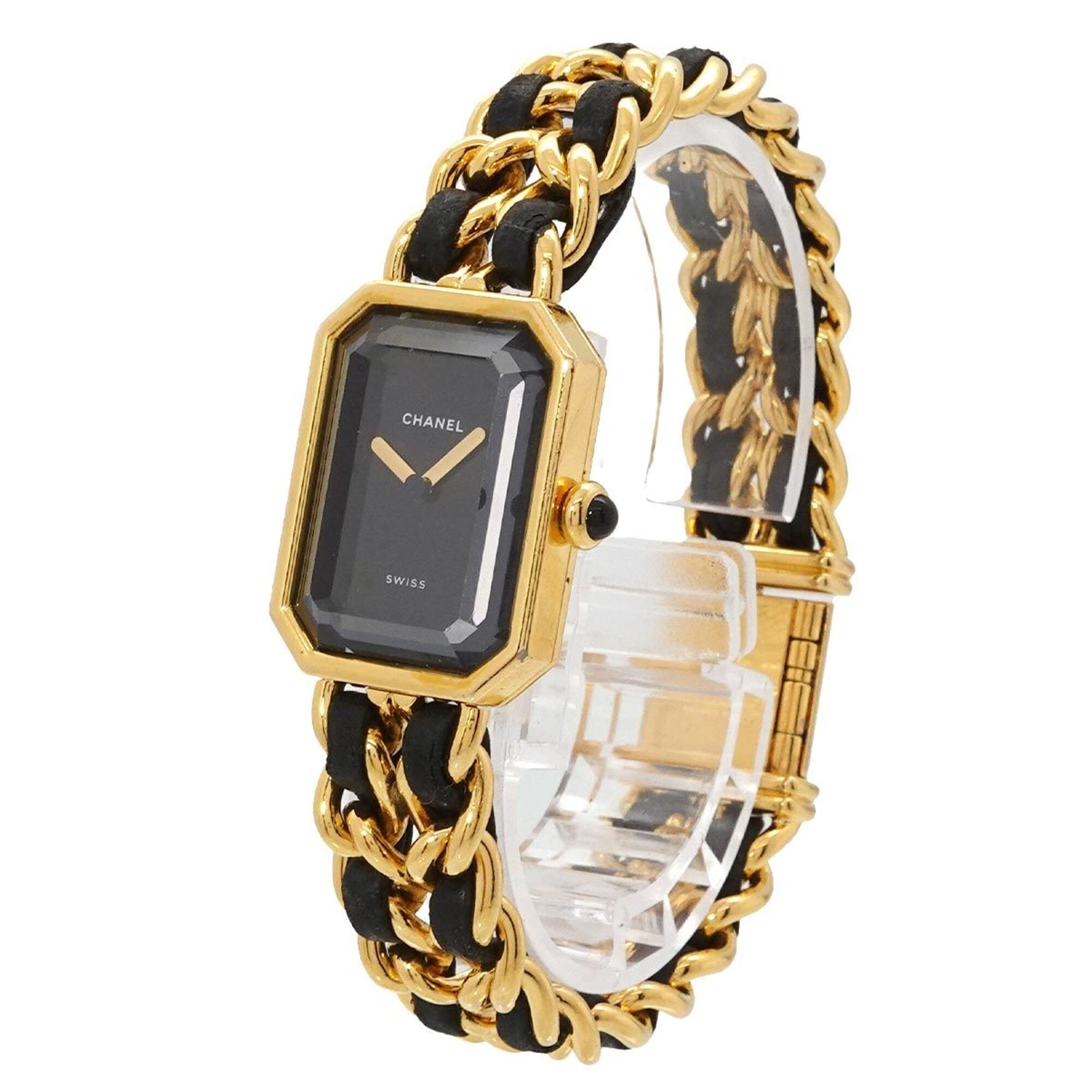 Chanel Premiere Large Size H0001 Women's Watch Black Gold Quartz