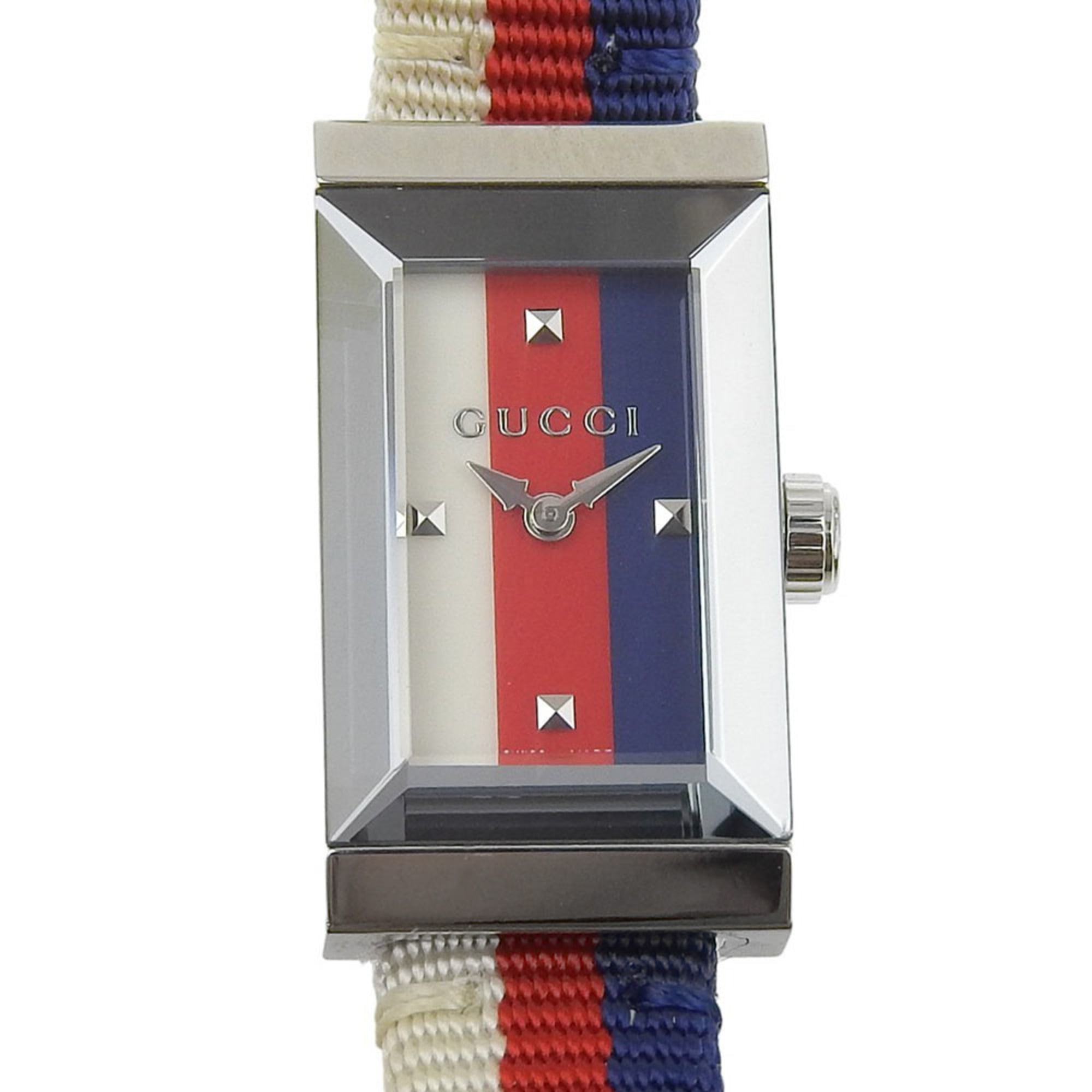 Gucci G Frame Tricolore Watch YA147502/147.5 Stainless Steel and Canva