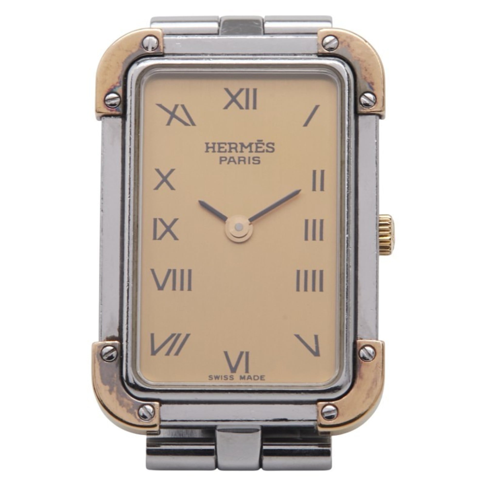 HermÃ¨s Cloiseur Watch CR1.220 Quartz Gold Dial Stainless Steel Plated Women's HERMES
