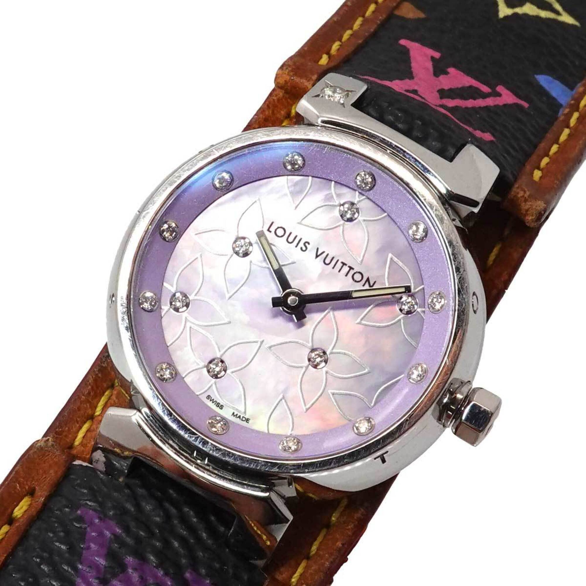Louis Vuitton Tambour Q1210 Purple Dial 28mm Watch