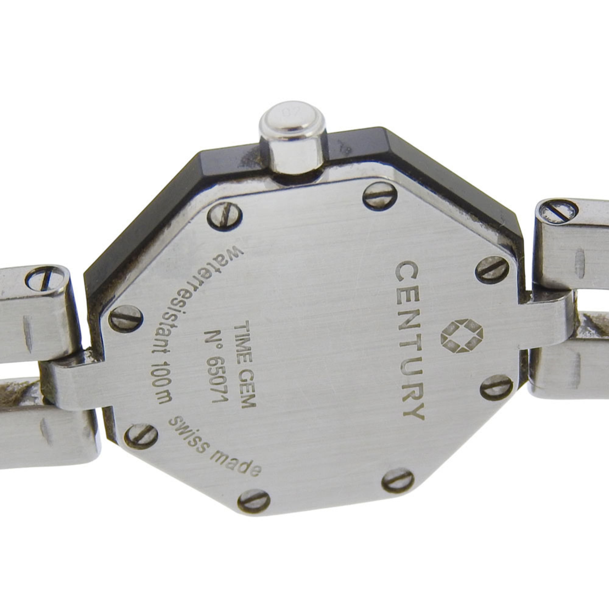 Montre pour femme Century Time Gem, 1 diamant, acier inoxydable, Quartz, analogique, cadran en nacre Blanc