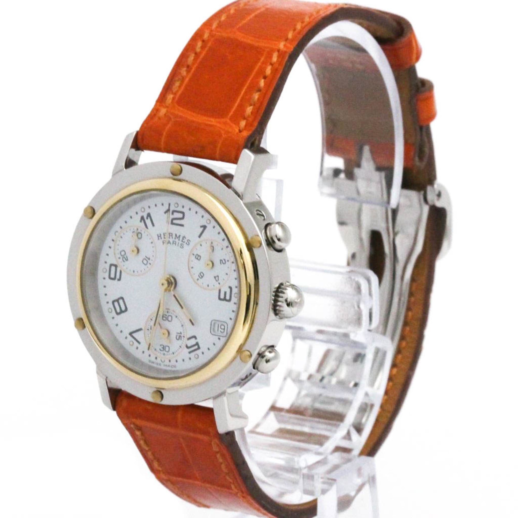 HERMES Clipper Chronograph Gold Plated Steel Ladies Watch Polished