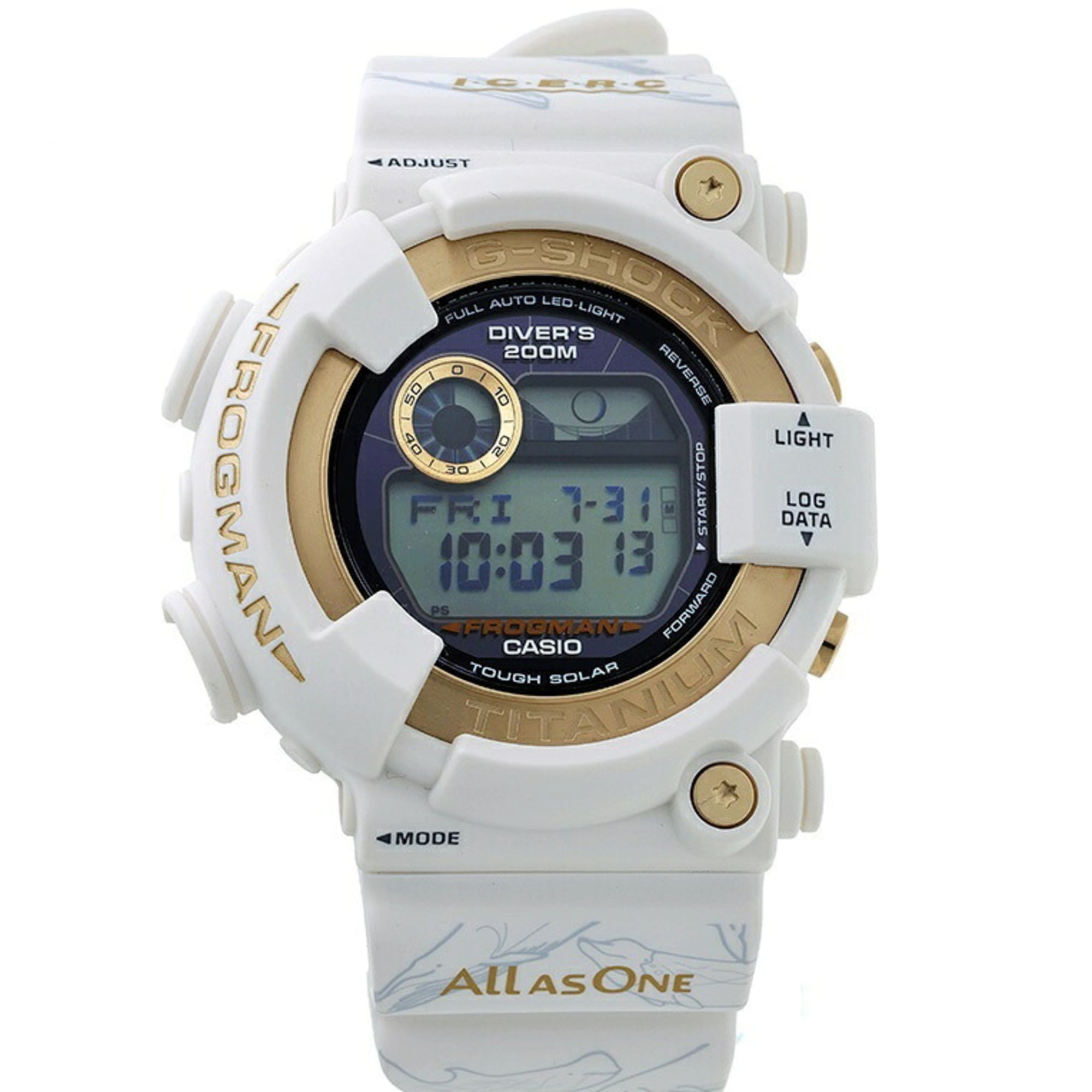 Casio G-SHOCK MASTER-OF-G Frogman ICERC Modèle en collaboration avec le Japon GW-8201K-7JR Noir, montre à cadran doré de 50 mm