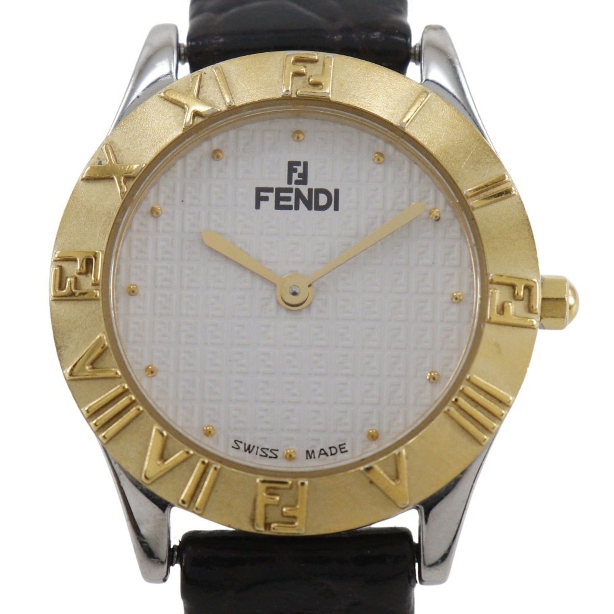 Fendi FENDI Watch 2000L Gold Plated x Stainless Steel Quartz Analog Display White Dial Women's