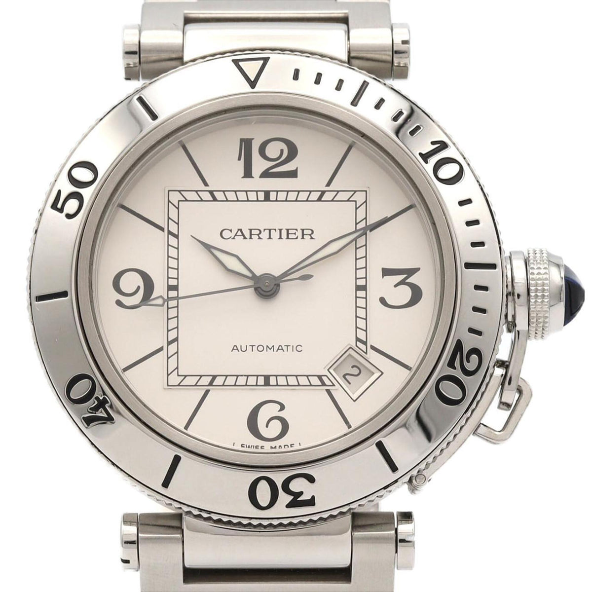 Cartier Pasha Seatimer W31080M7 Silver Dial 40mm Watch