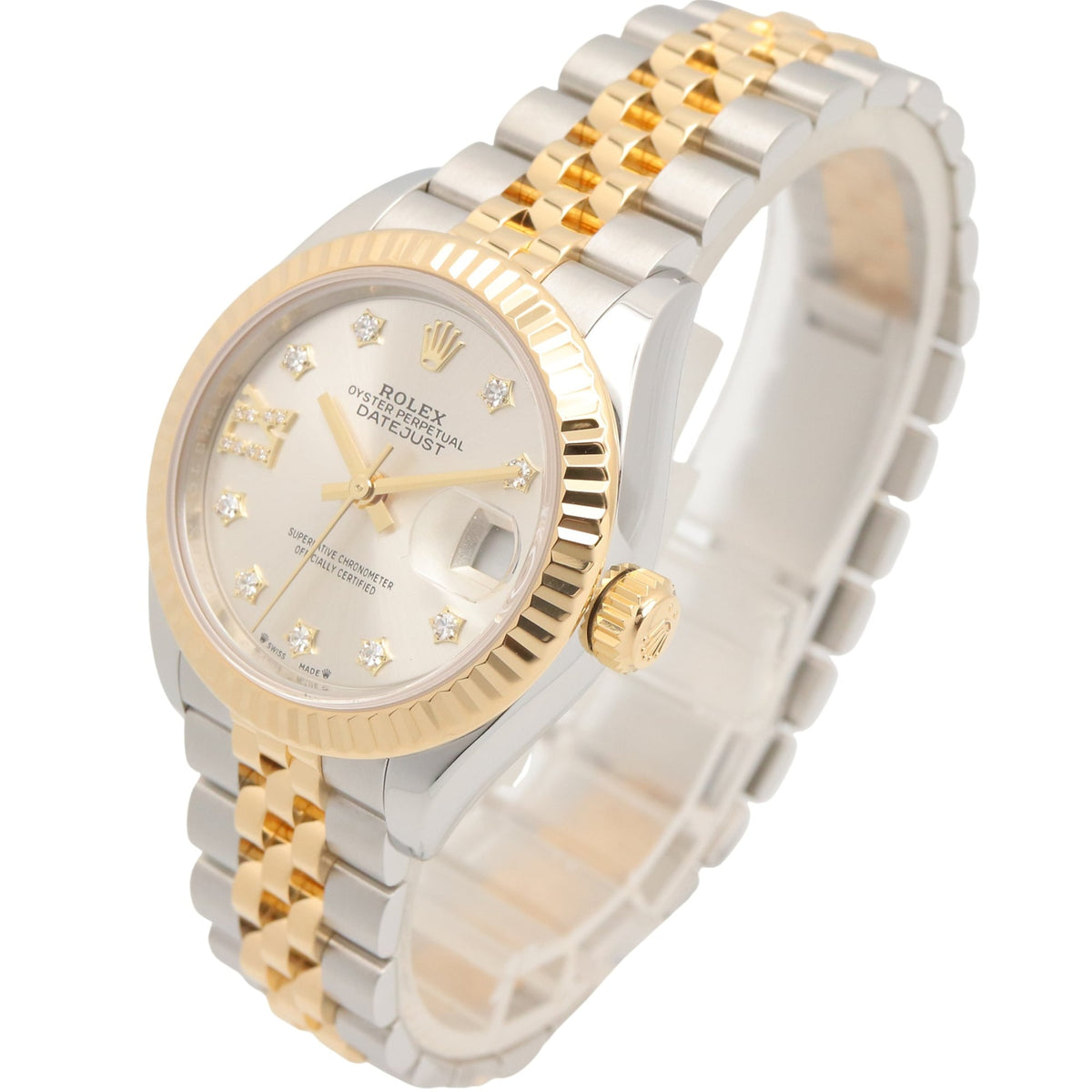 Rolex Datejust 28 9P IX Diamond 18K ( 279173G Silver Dial 28mm Watch