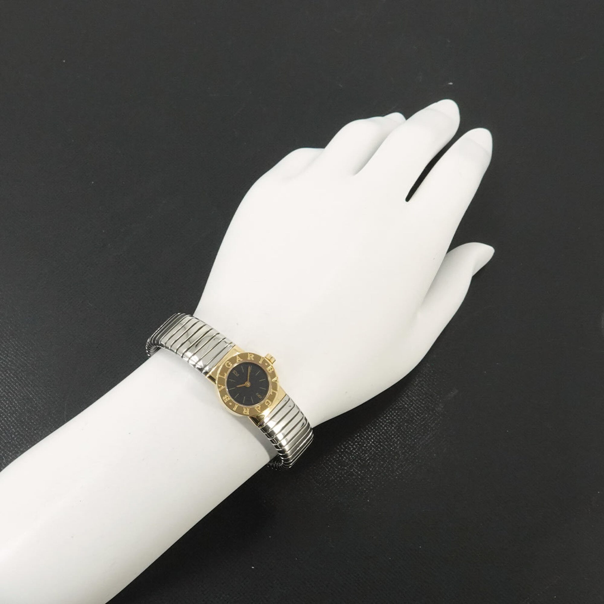 Bulgari Tubogas Combination BB192T Wo Black 18KYG Yellow Gold Quartz