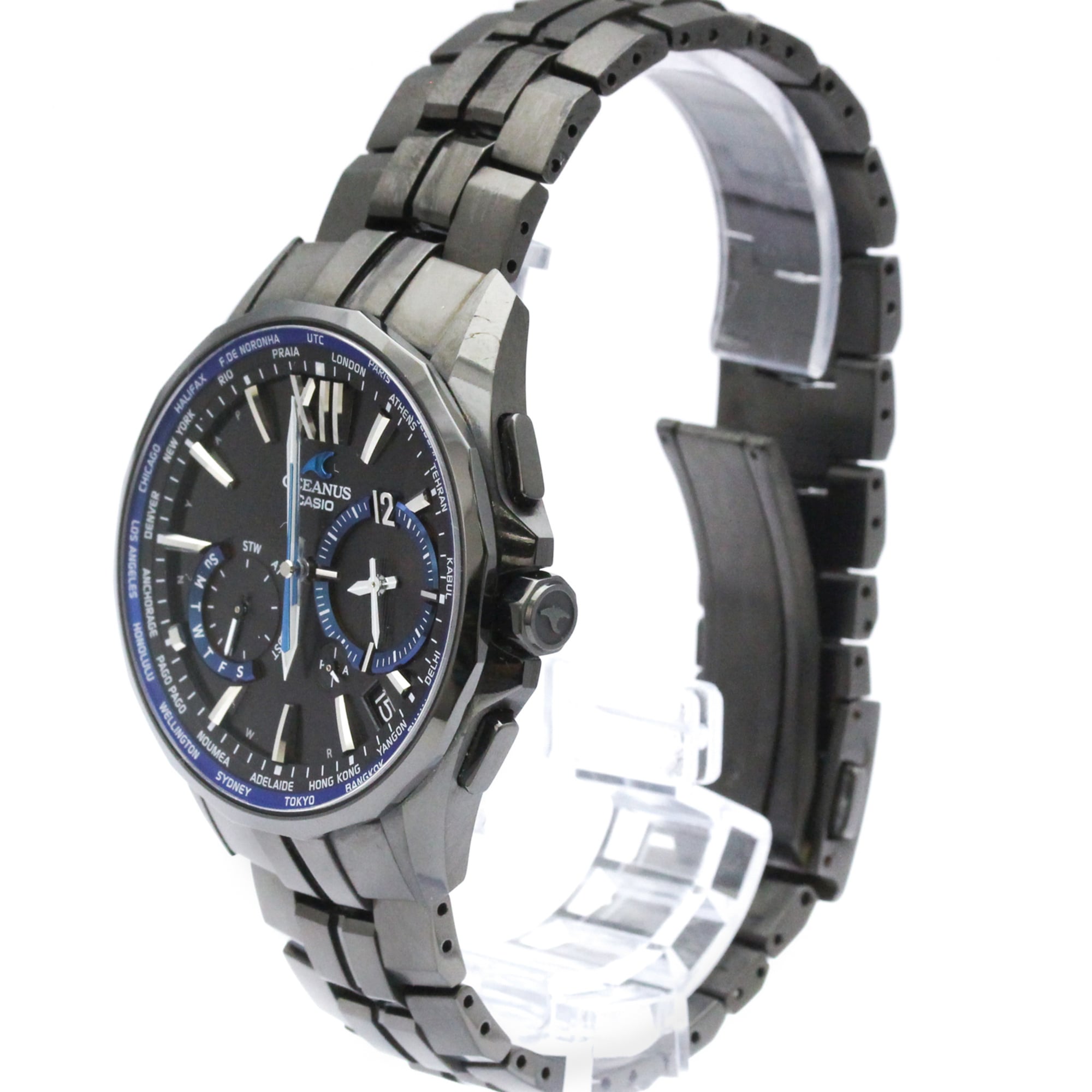 ★CASIO★OCEANUS★ブラックマンタ【S3400B-1AJF】可動良品！ CASIO Oceanus Titanium Manta Solar Mens Watch OCW-S3400B-1AJF