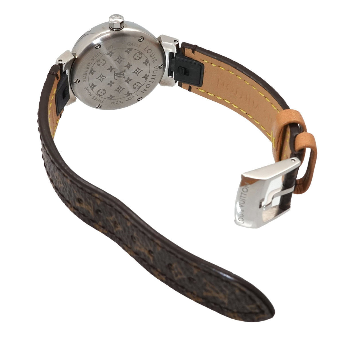 Louis Vuitton Tambour PM Monogram QA115 Weiß Zifferblatt 28 mm Uhr