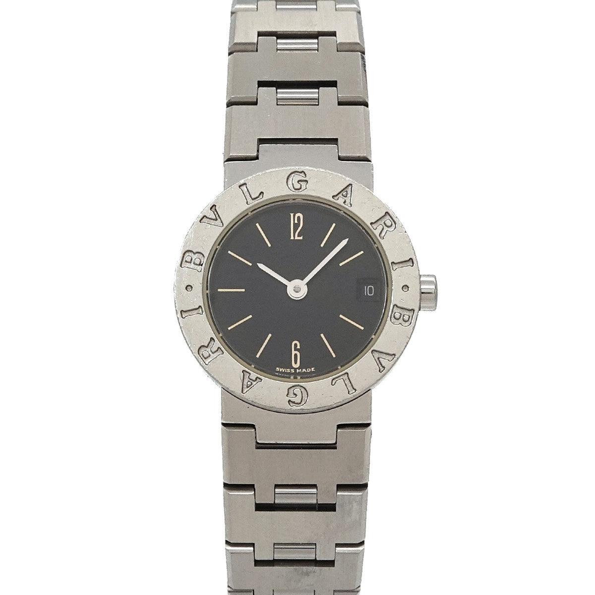 Bvlgari Date BB23SSD horloge met zwarte wijzerplaat, 28 mm