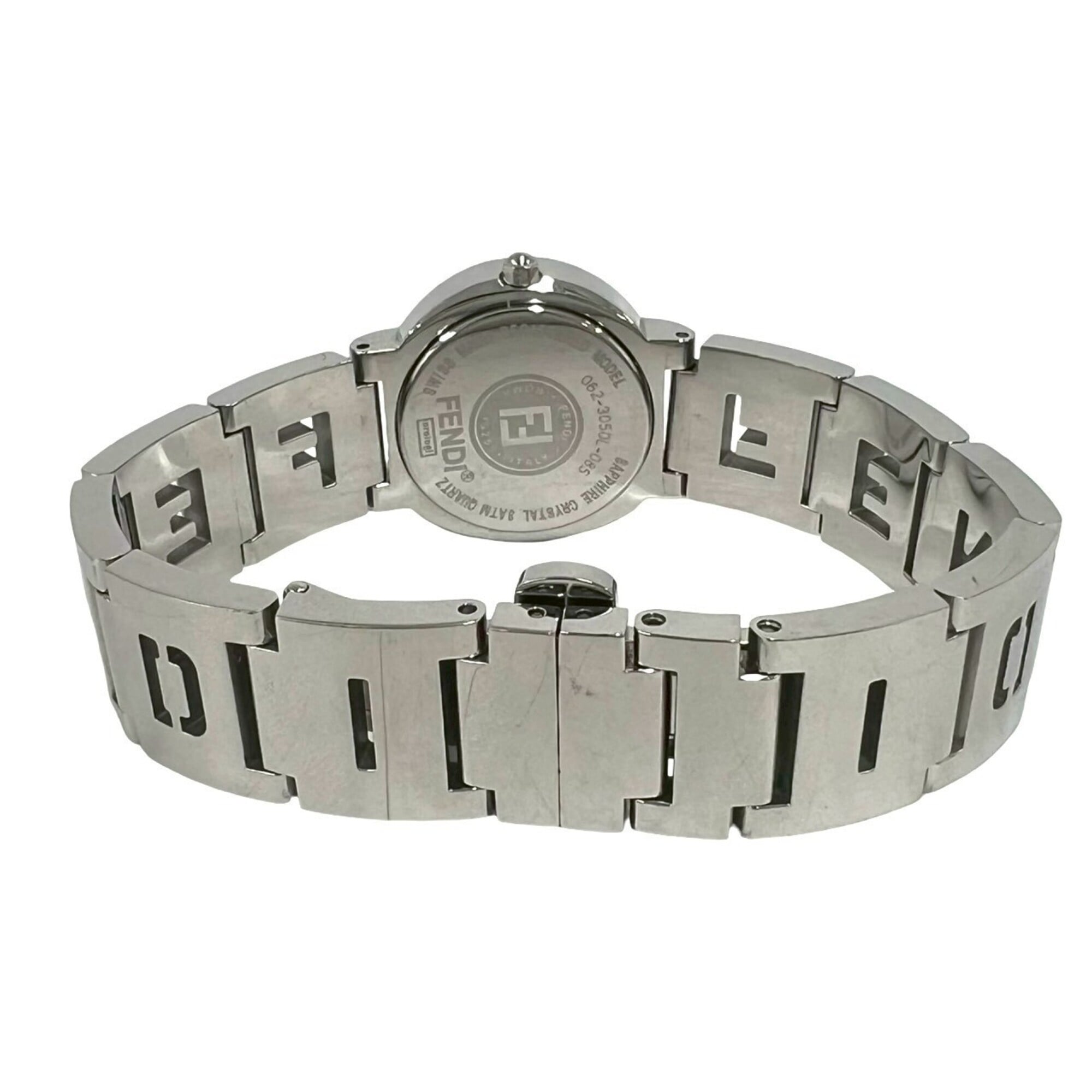 FENDI 3050L Logo Motif Stainless Steel Quartz Silver 31341