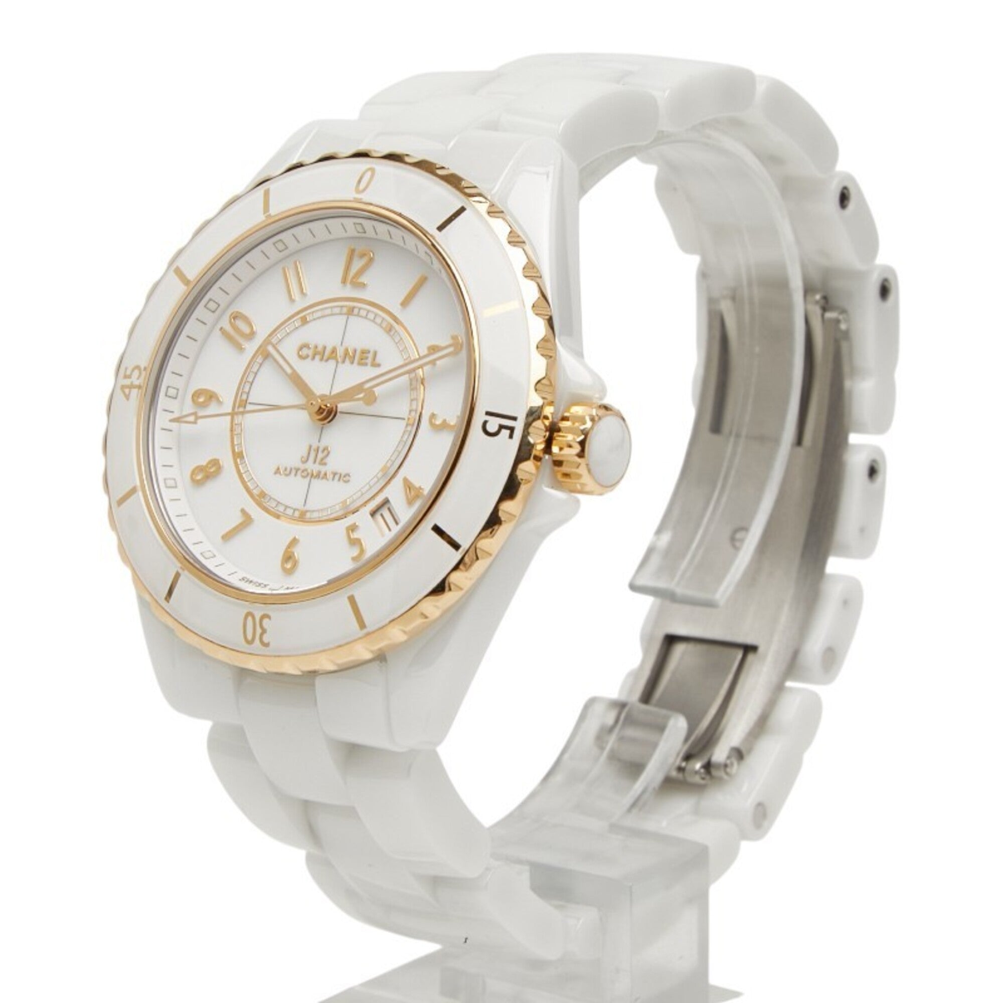 Chanel J12 Caliber 12.1 Watch H9540 Automatic (with manual winding) White Dial 18K Yellow Gold Ceramic Ladies CHANEL