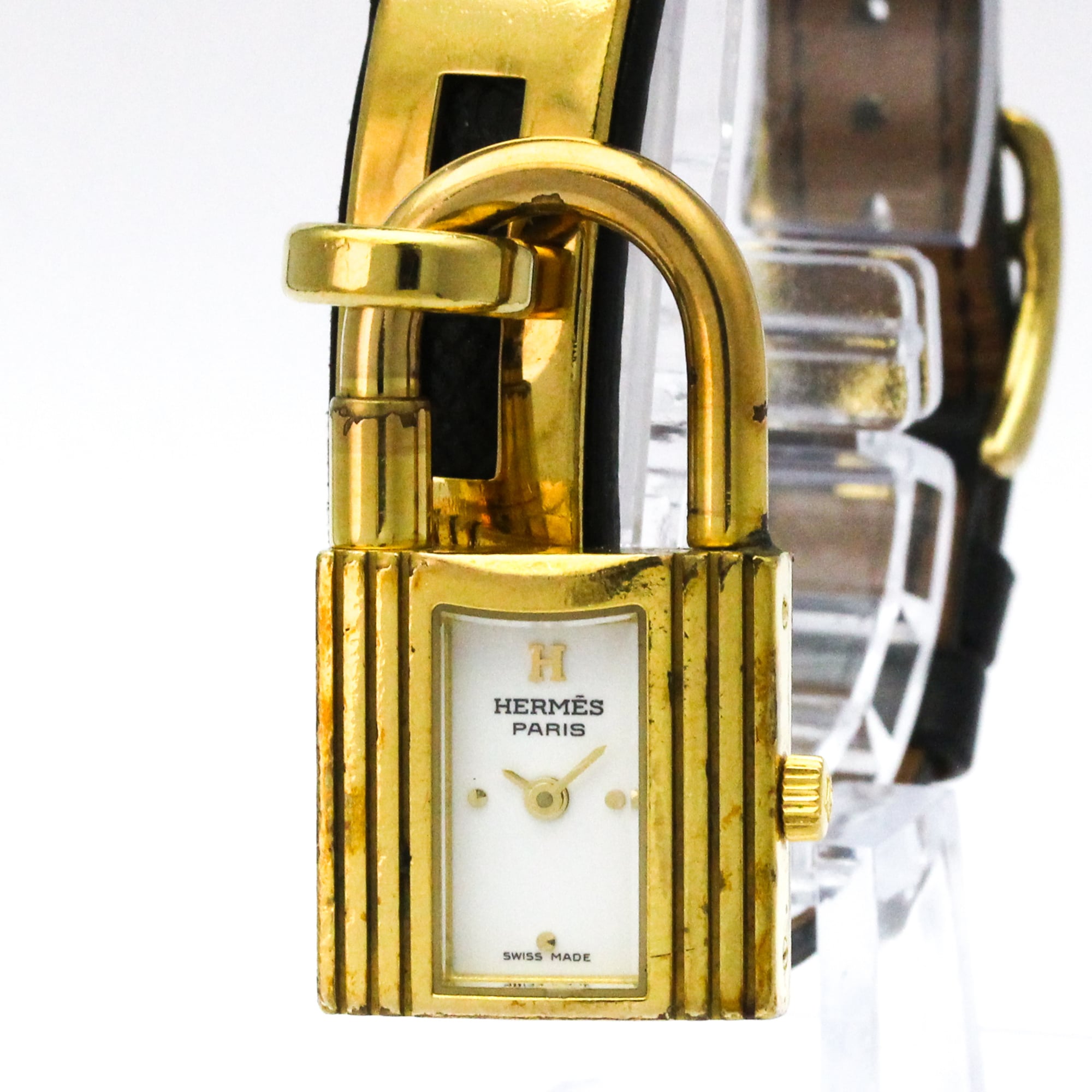 HERMES Kelly Watch Gold Plated Leather Quartz Ladies Watch