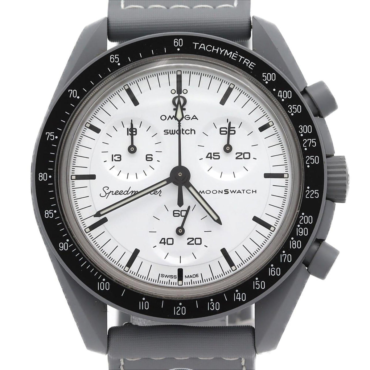 Swatch S x Omega MoonS SO33M106 horloge met witte wijzerplaat, 42 mm