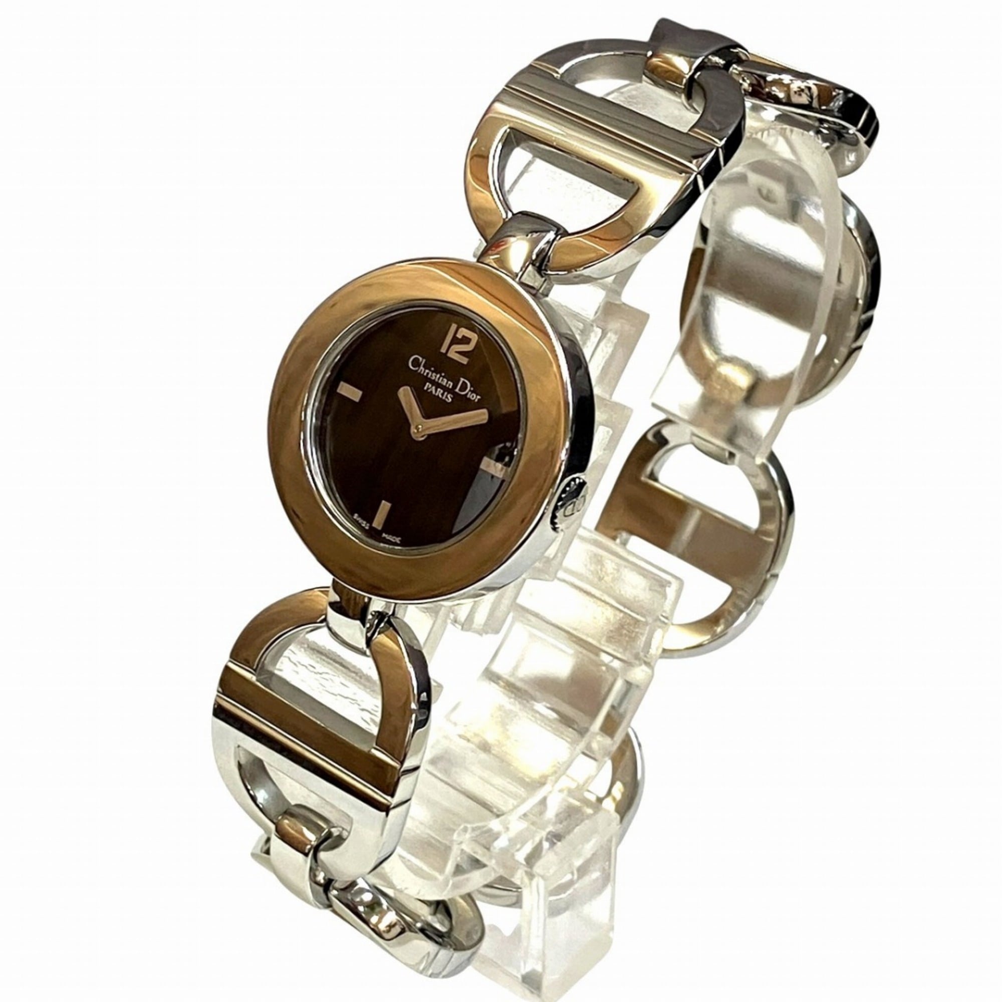 Christian Dior Malice watch, total weight 55.3g, stainless steel, quartz movement, black dial, CD22110