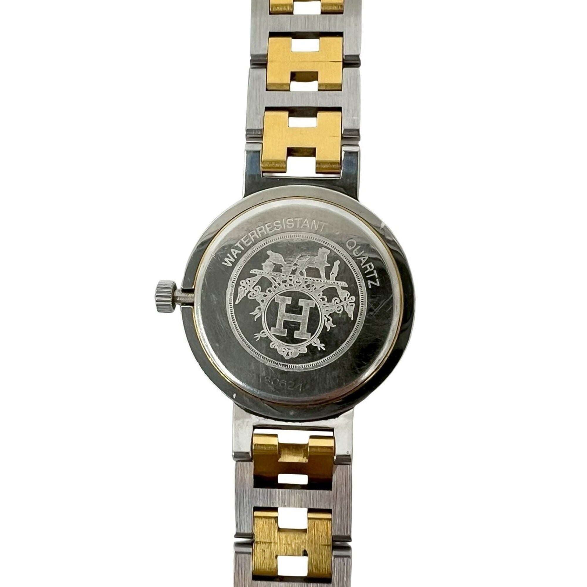 HERMES Clipper Stainless Steel GP Quartz Wristwatch, Silver/Gold, 31964
