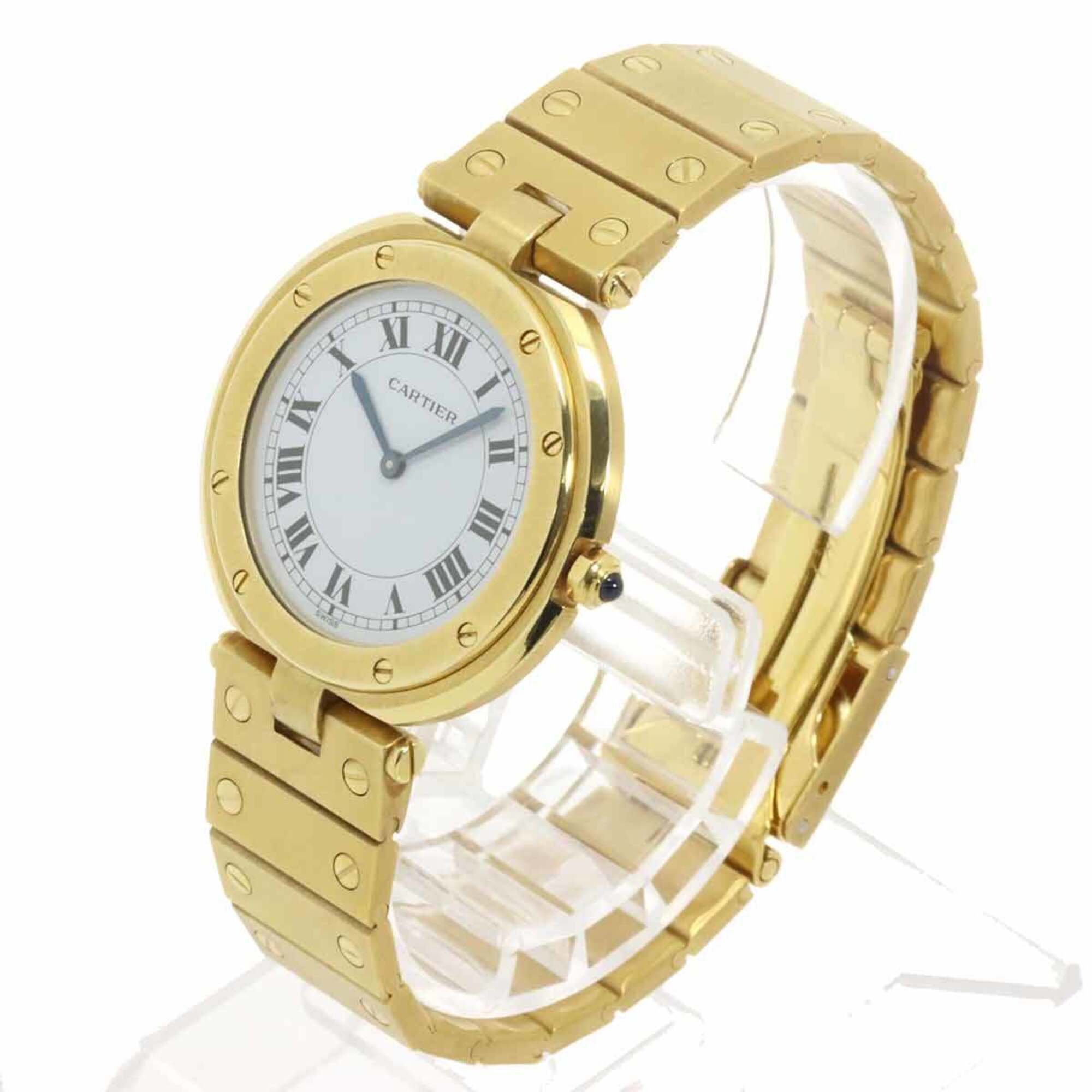 Cartier Santos Round 83738788 Men's Watch White 18KYG Yellow Gold Solid Quartz