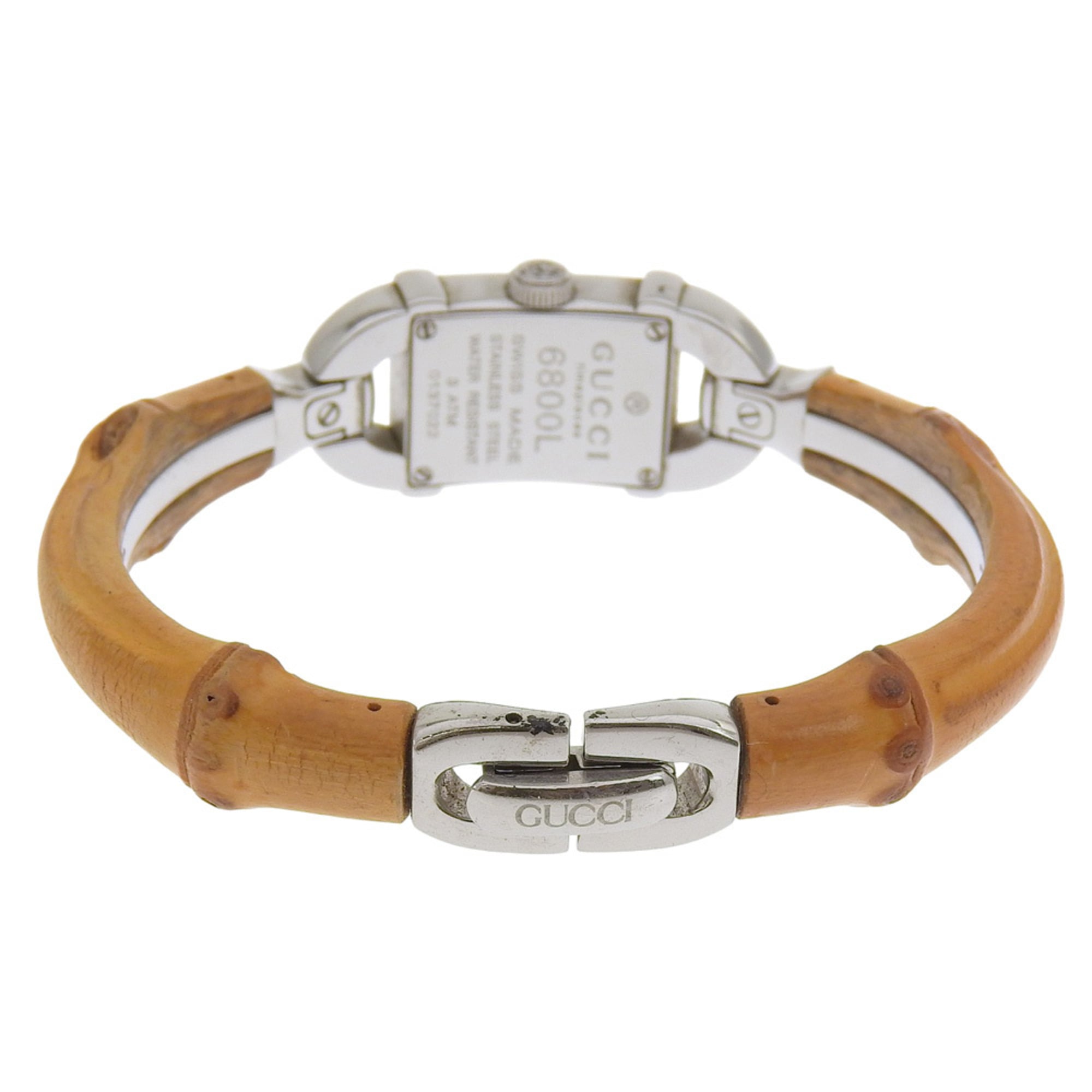 Gucci 6800L Stainless Steel and Bamboo Quartz Watch with Analog Displa