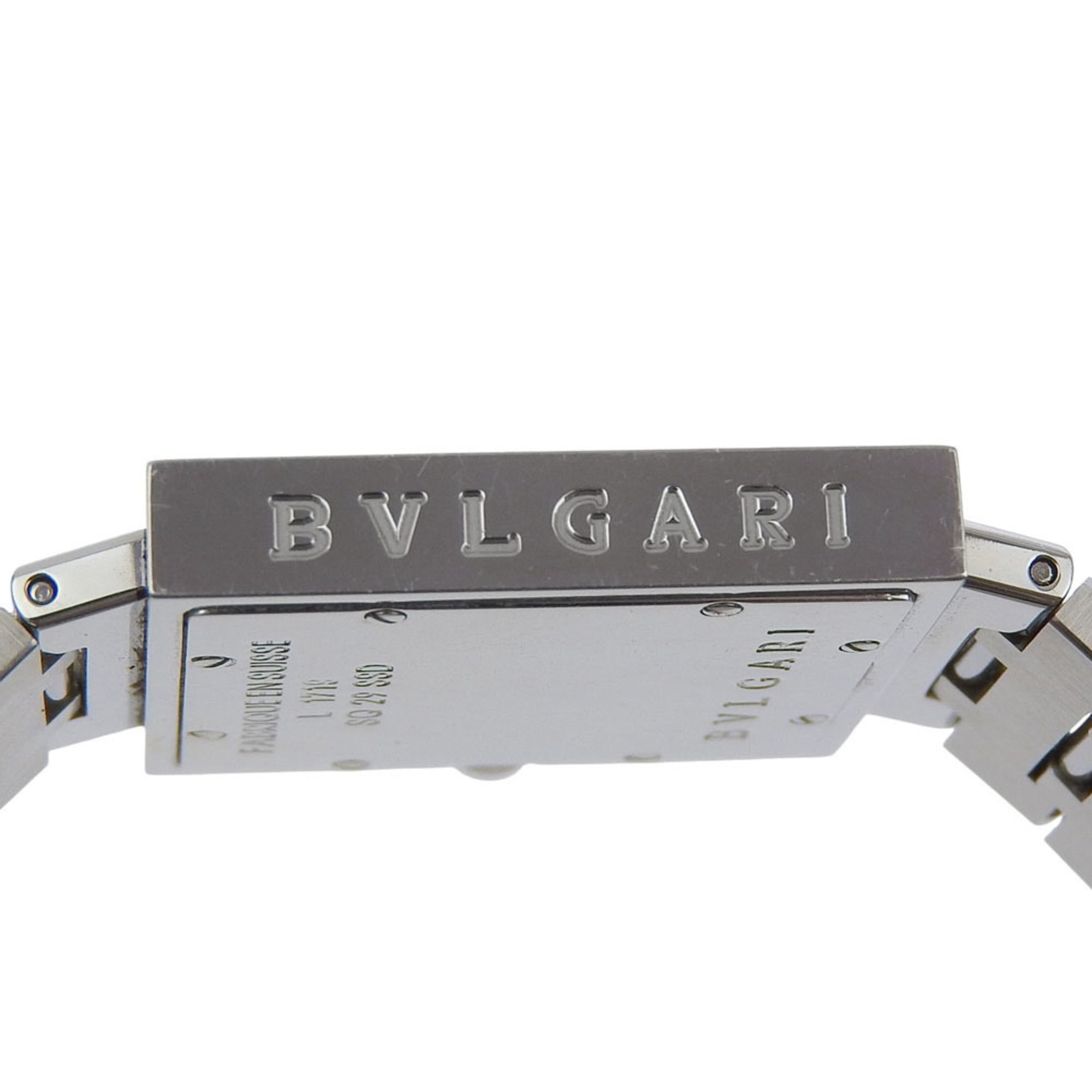 BVLGARI Quadrado-horloge SQ29SSD, roestvrij staal, quartz, analoog display, zwarte wijzerplaat, unisex
