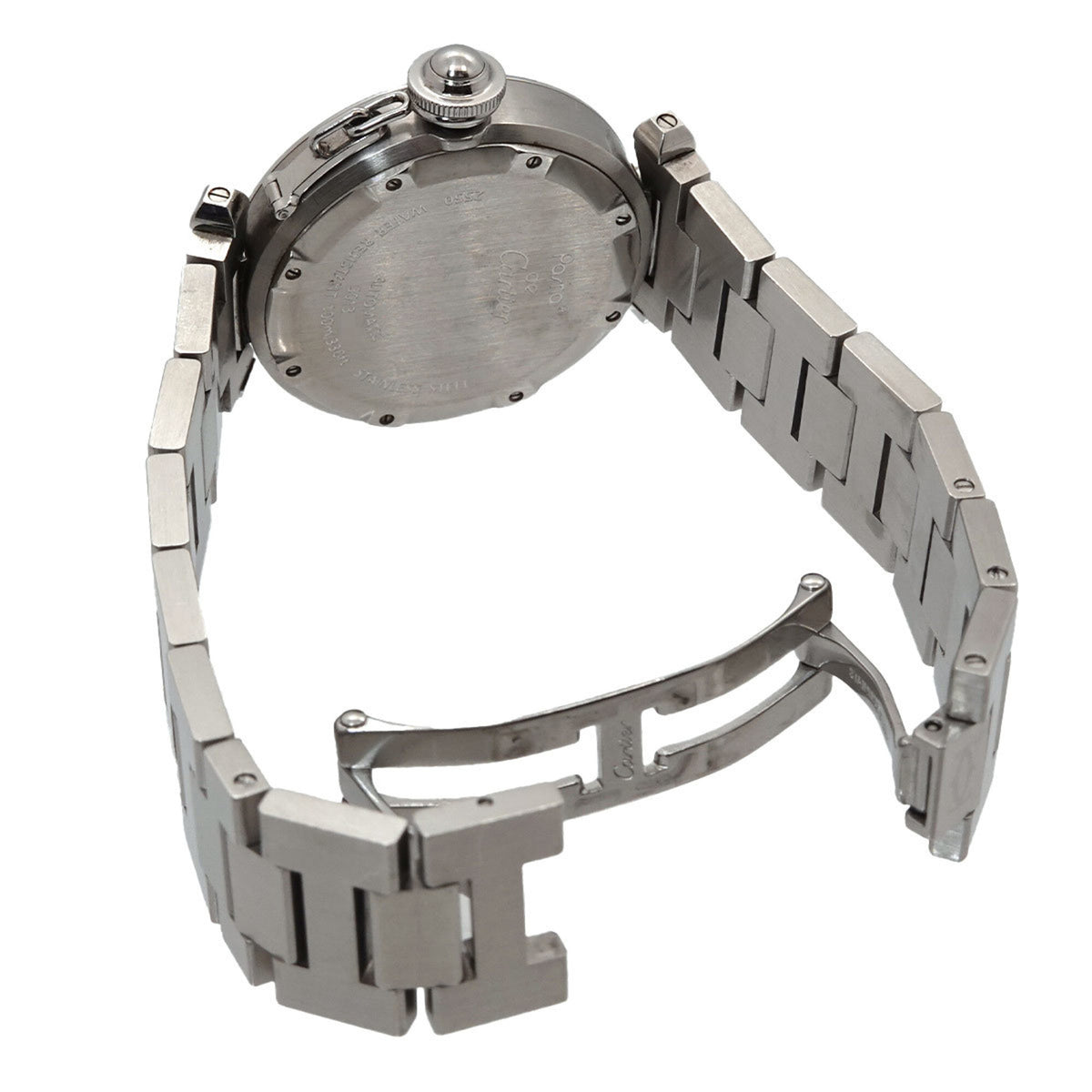 Cartier Pasha C Meridian GMT Big Date W31049M7 horloge met zwarte wijzerplaat, 35 mm