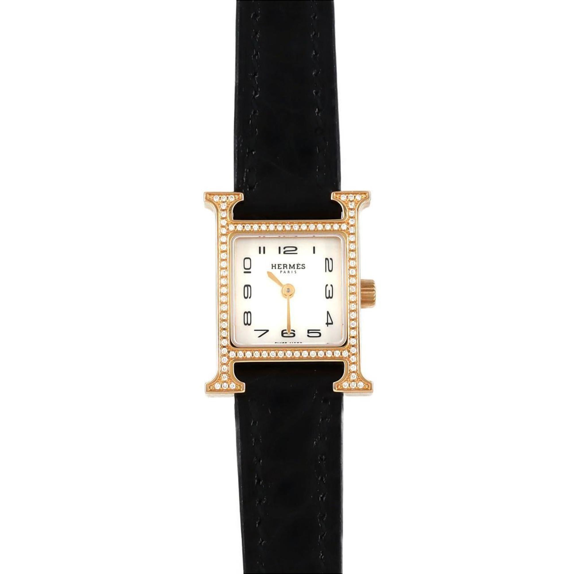 HermÃ¨s H Watch PG D HH1.173 PG/RG Quartz Wristwatch