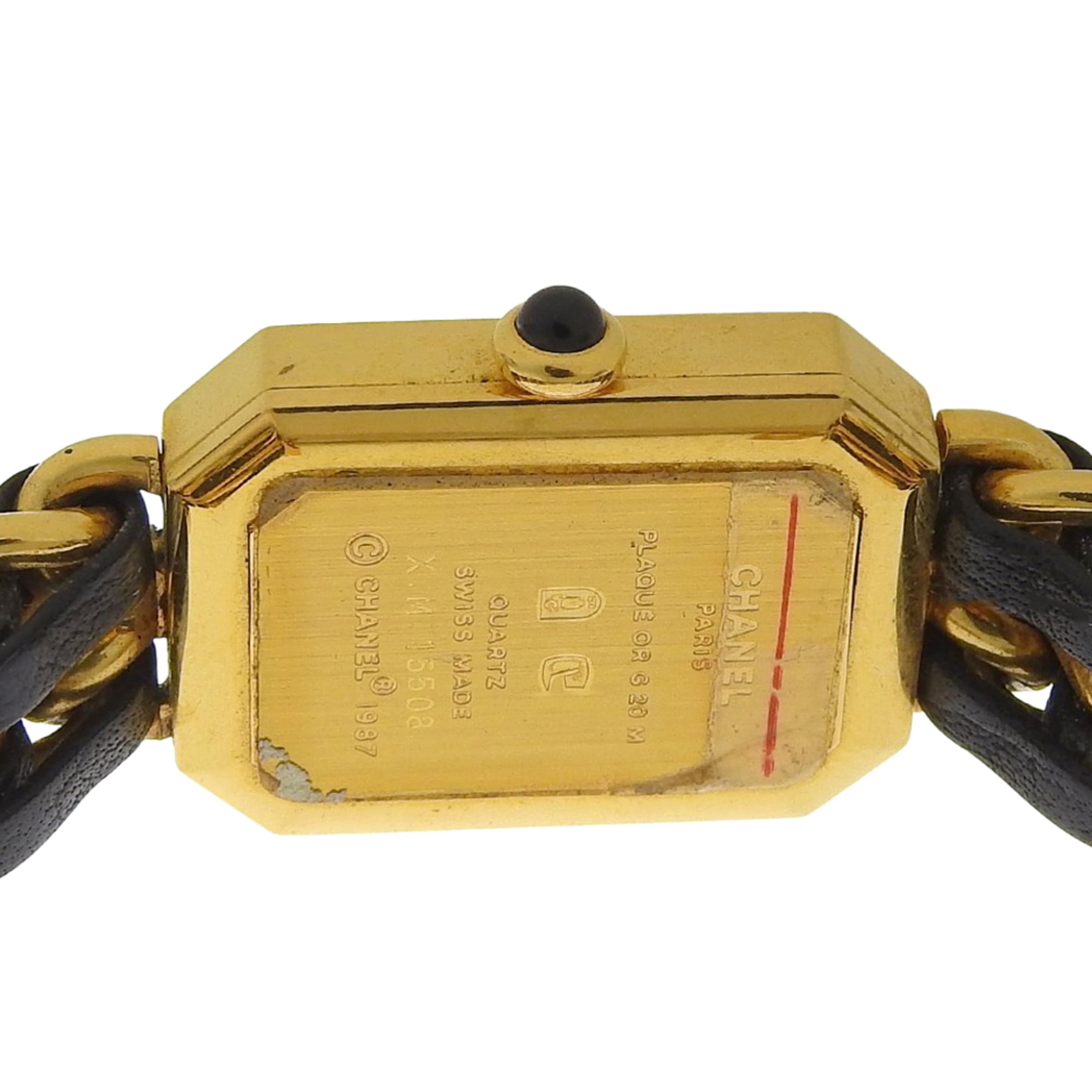 Chanel Premiere S-horloge H0001, verguld x zwart leer, quartz, analoge wijzerplaat, damesmodel