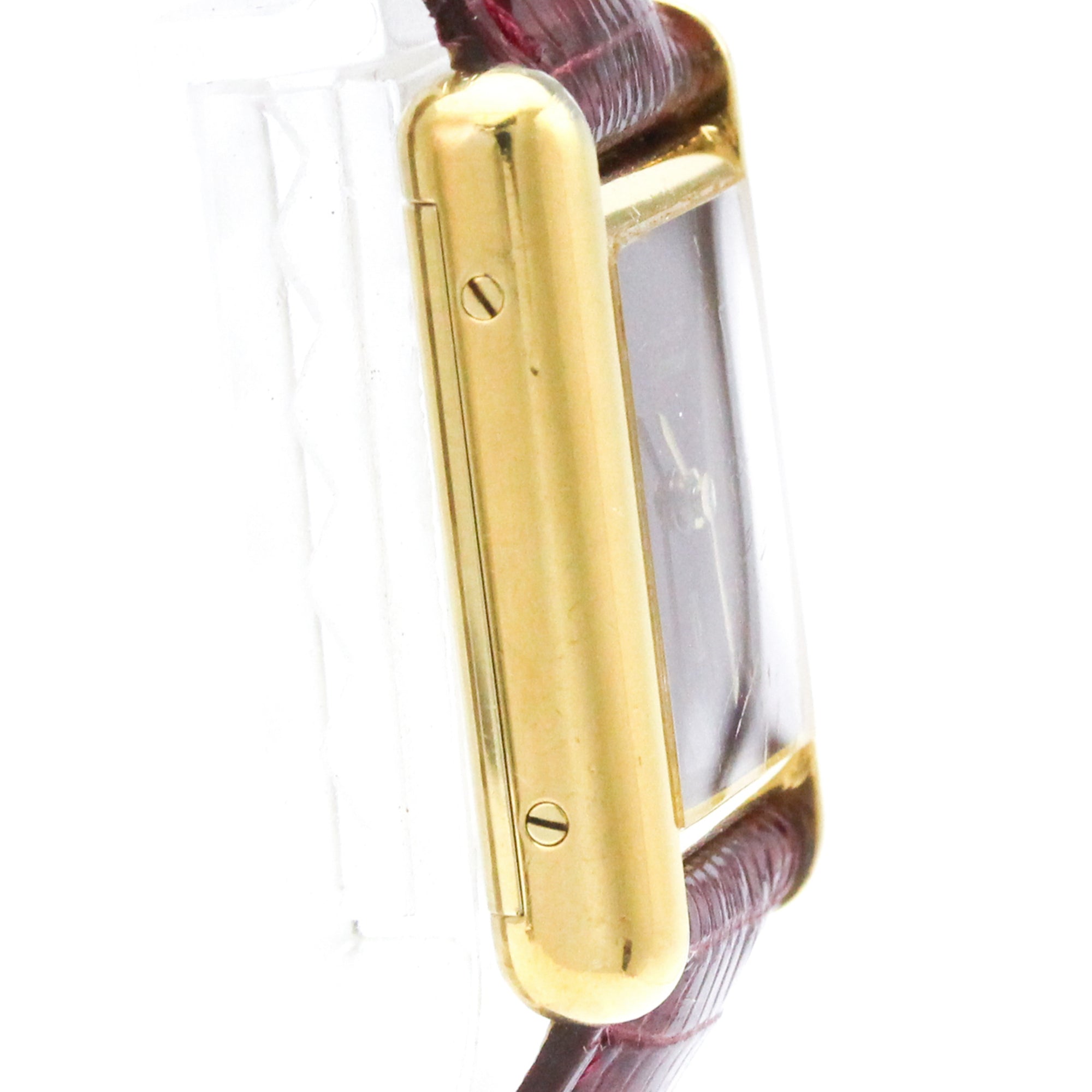 CARTIER Must Tank Vermeil Gold Plated Leater Hand-Winding Ladies Watch