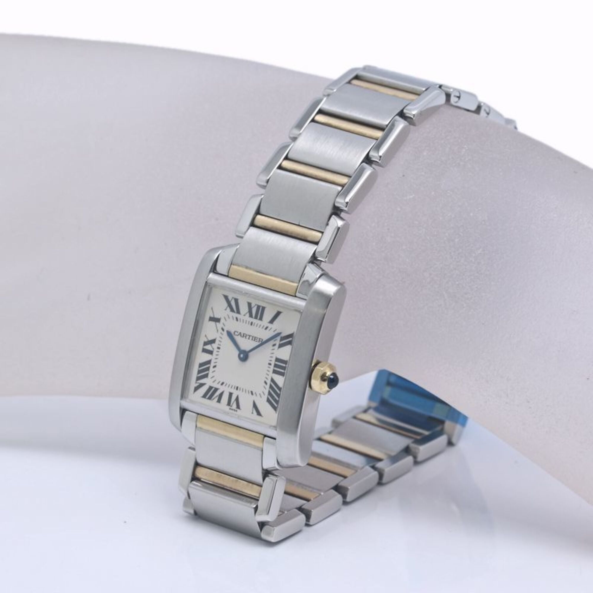 CARTIER Tank Française MM W51006Q4 Uhr, Jungengröße, 18 Karat Gelbgold x Edelstahl, 40390