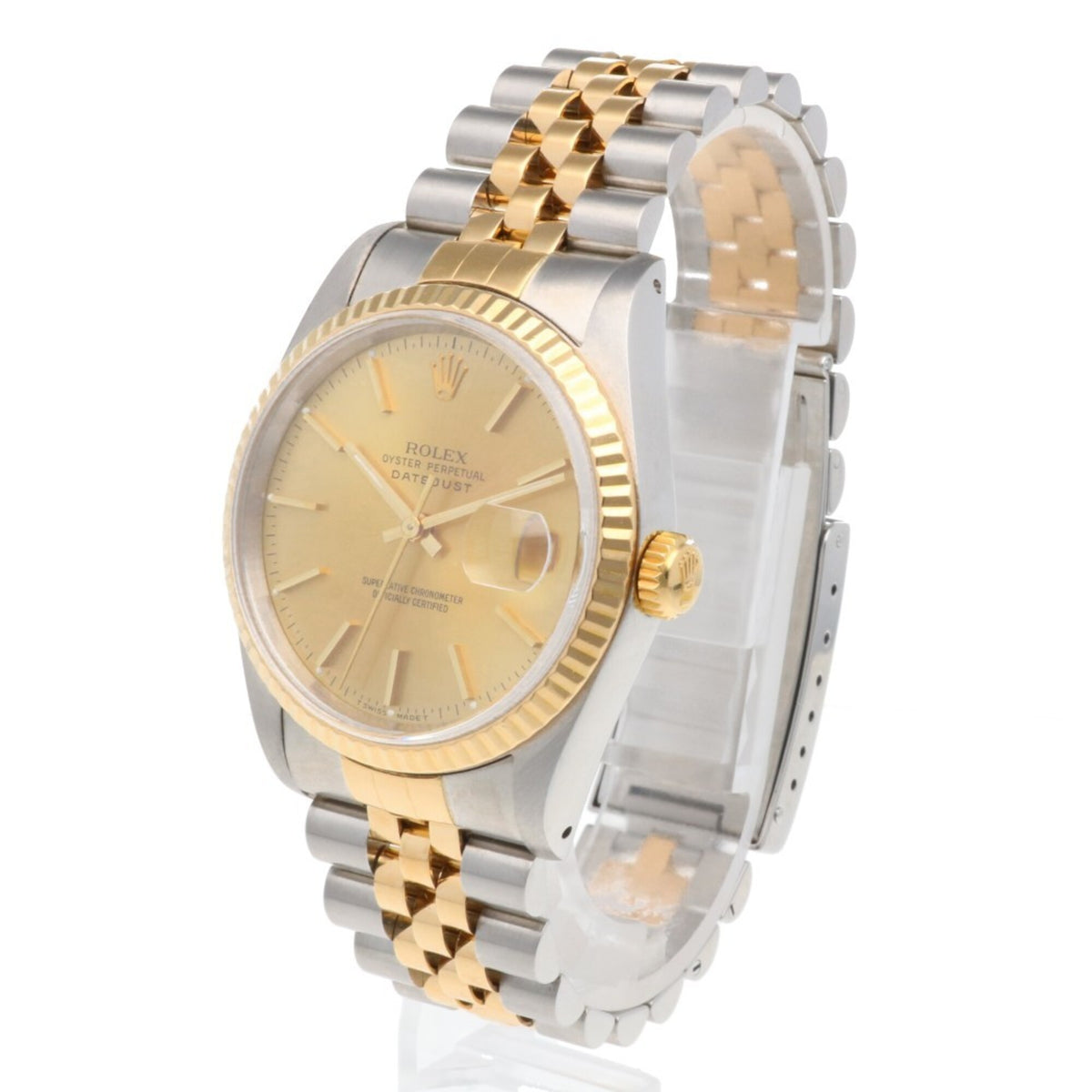 Rolex Datejust Oyster Perpetual 16233, goldenes Zifferblatt, 36 mm Uhr
