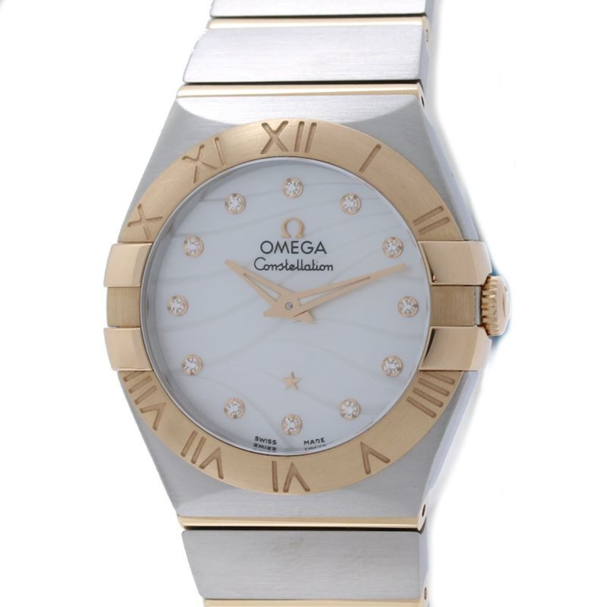 OMEGA Constellation Brushed 12P Diamond 123.20.27.60.55.006 Wo SSx18KRG Rose Gold 40557