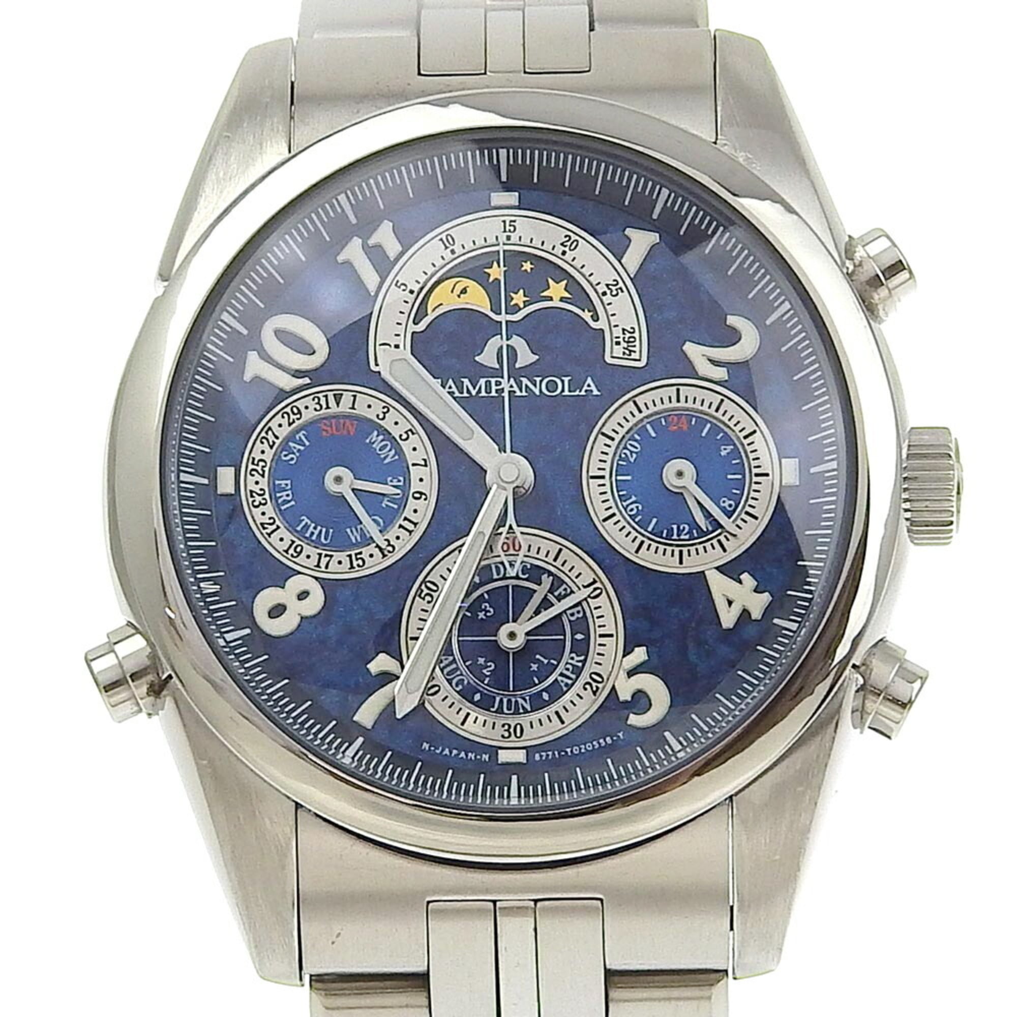 Citizen Campanola Watch Moon Face 6771-T010750-TA Stainless Steel Quartz Blue Dial Men's S111624325