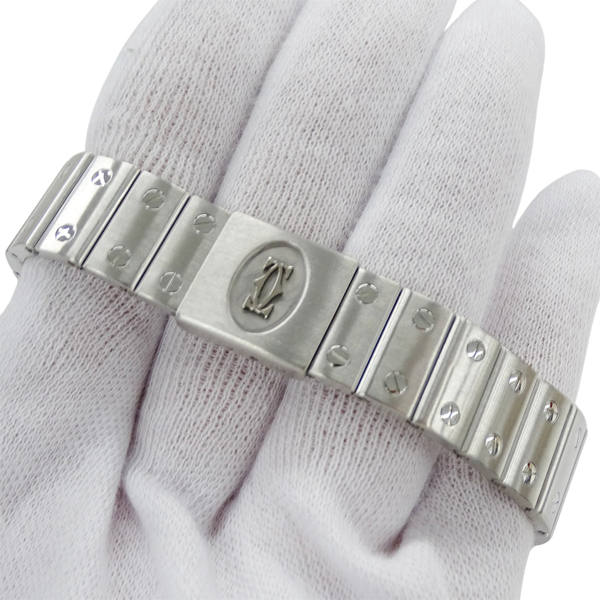 Cartier Santos Galbee LM date W20018D6 Ivory Dial 29mm Watch