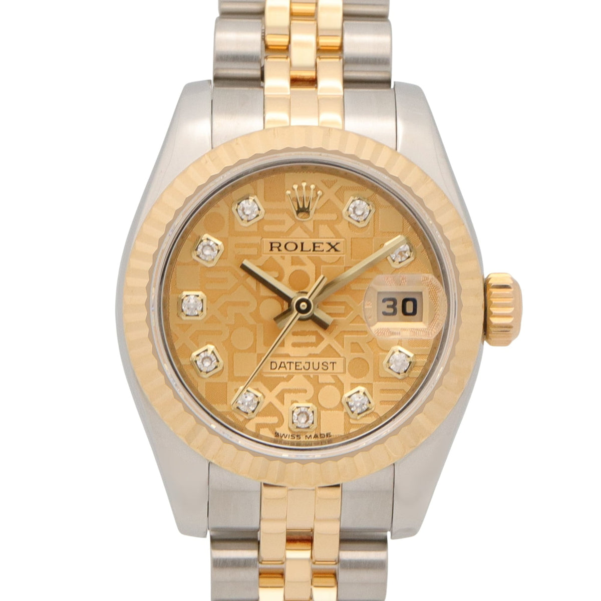 Rolex Datejust 10P Diamond 179173G Champagne, Gold Dial 26mm Watch
