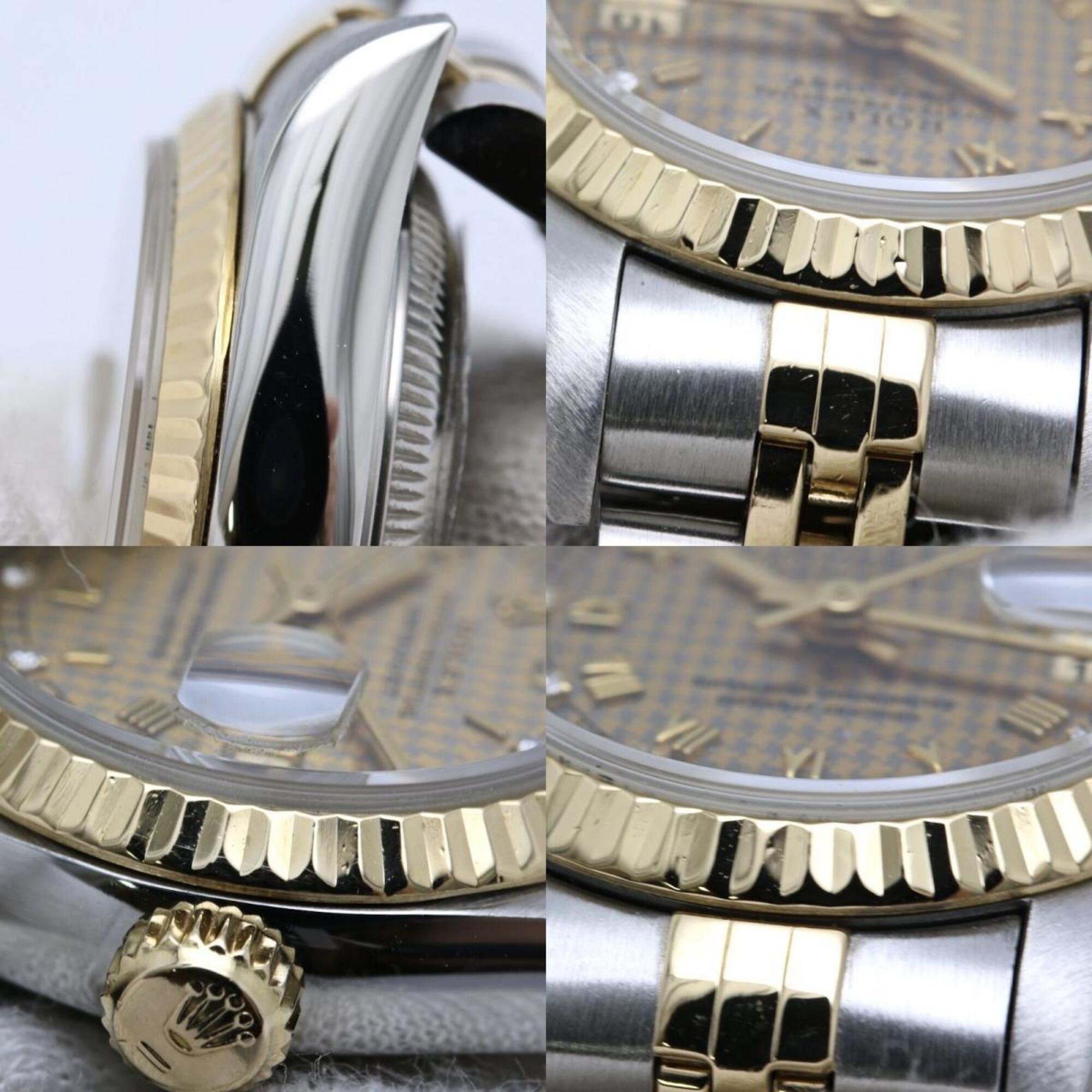 ROLEX Datejust 10P Diamond Houndstooth Gold 69173G Wo 40548