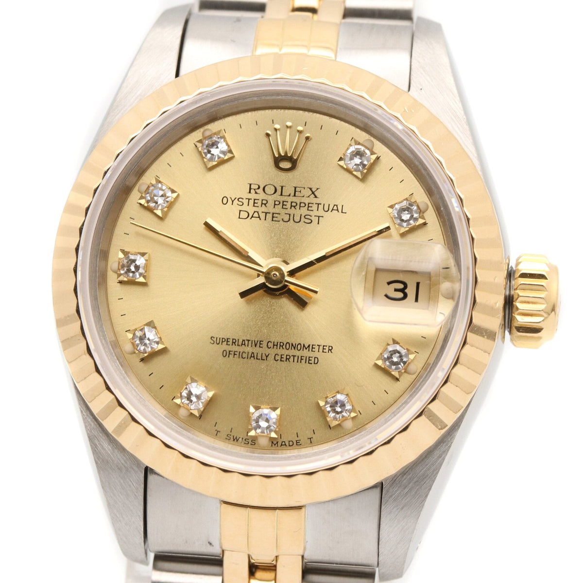 Rolex Datejust 10P Diamond L-series 18K ( 69173G Champagne, Gold Dial 26mm Watch
