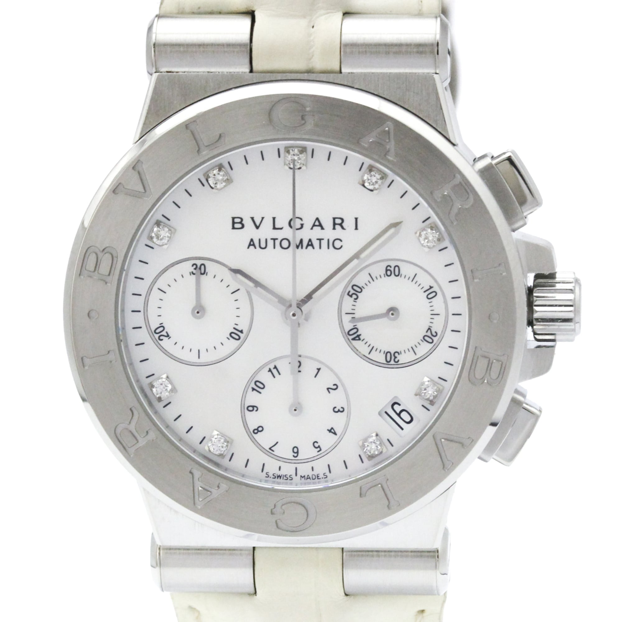 BVLGARI Diagono Chronograph Diamond MOP Steel Ladies DG35SCH
