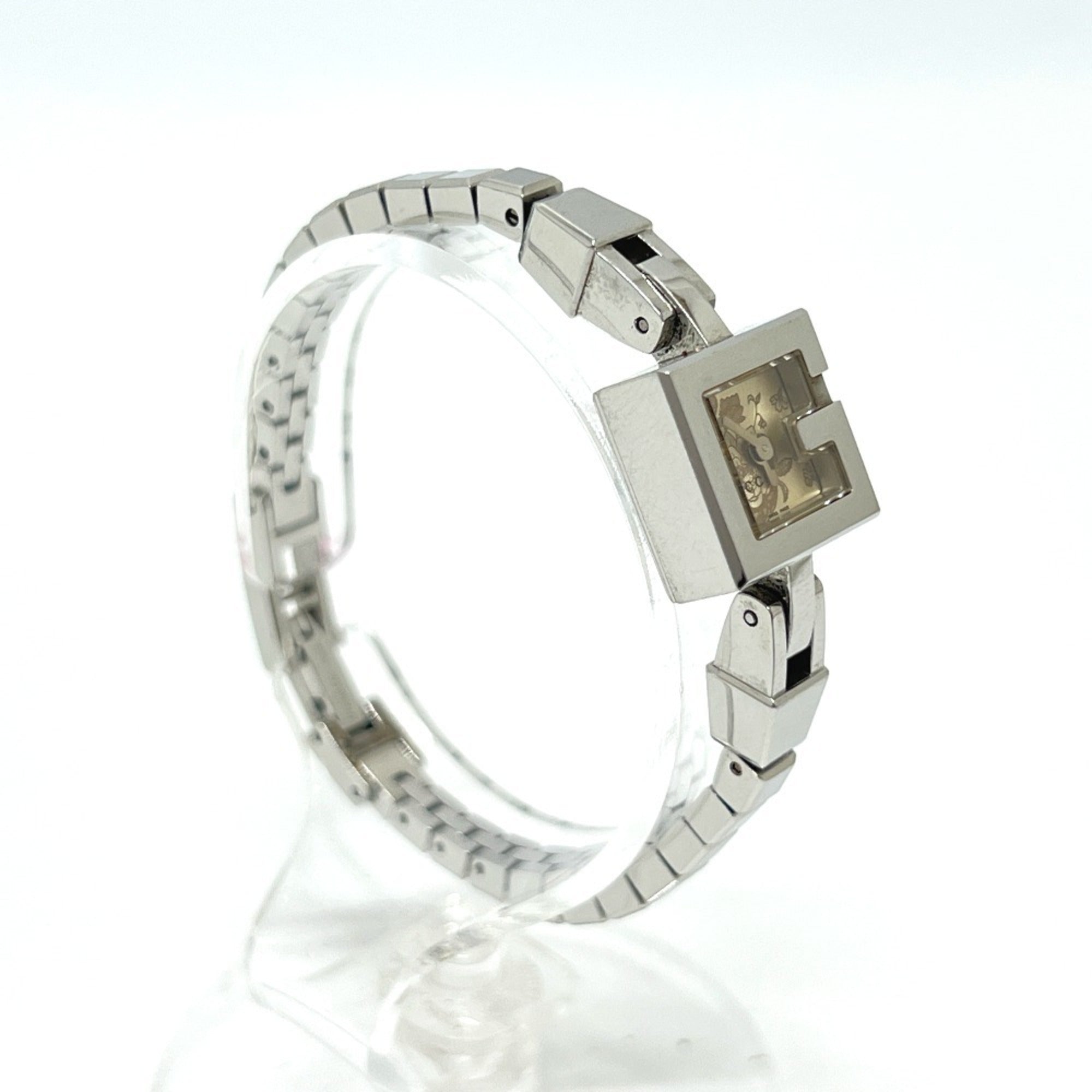 GUCCI 102 G Mini Square Chain Quartz Watch, Stainless Steel, Women's,