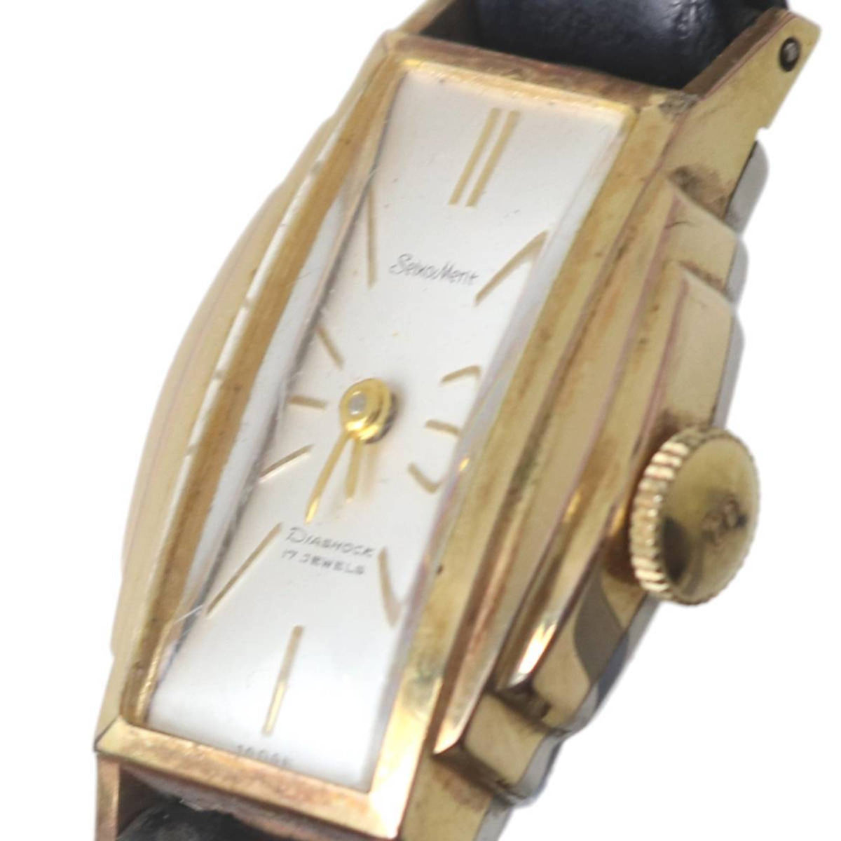 SEIKO Merit Women's Hand-Wound DiaShock 17 Jewels Watch, Gold and Black, 5257, Fits wrists from 14cm to 17.5cm