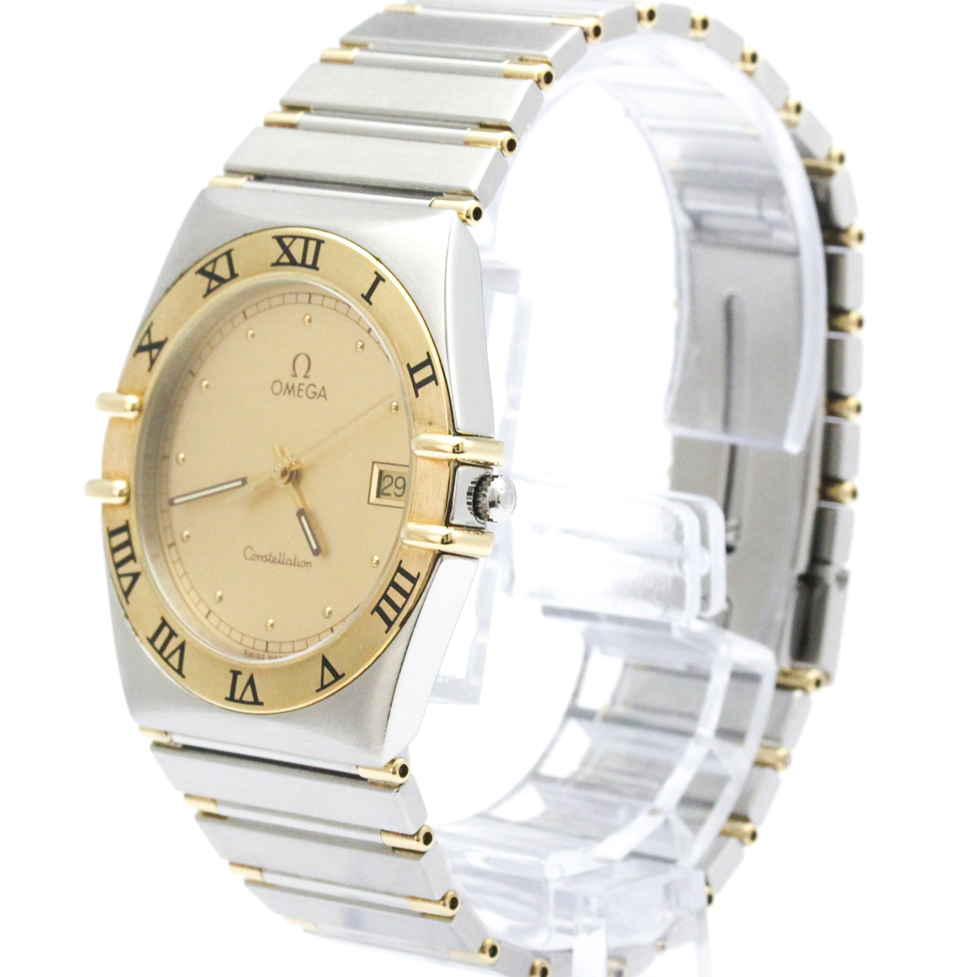 OMEGA Constellation 18K Gold Steel Quartz Mens Watch 396.1070 Polished