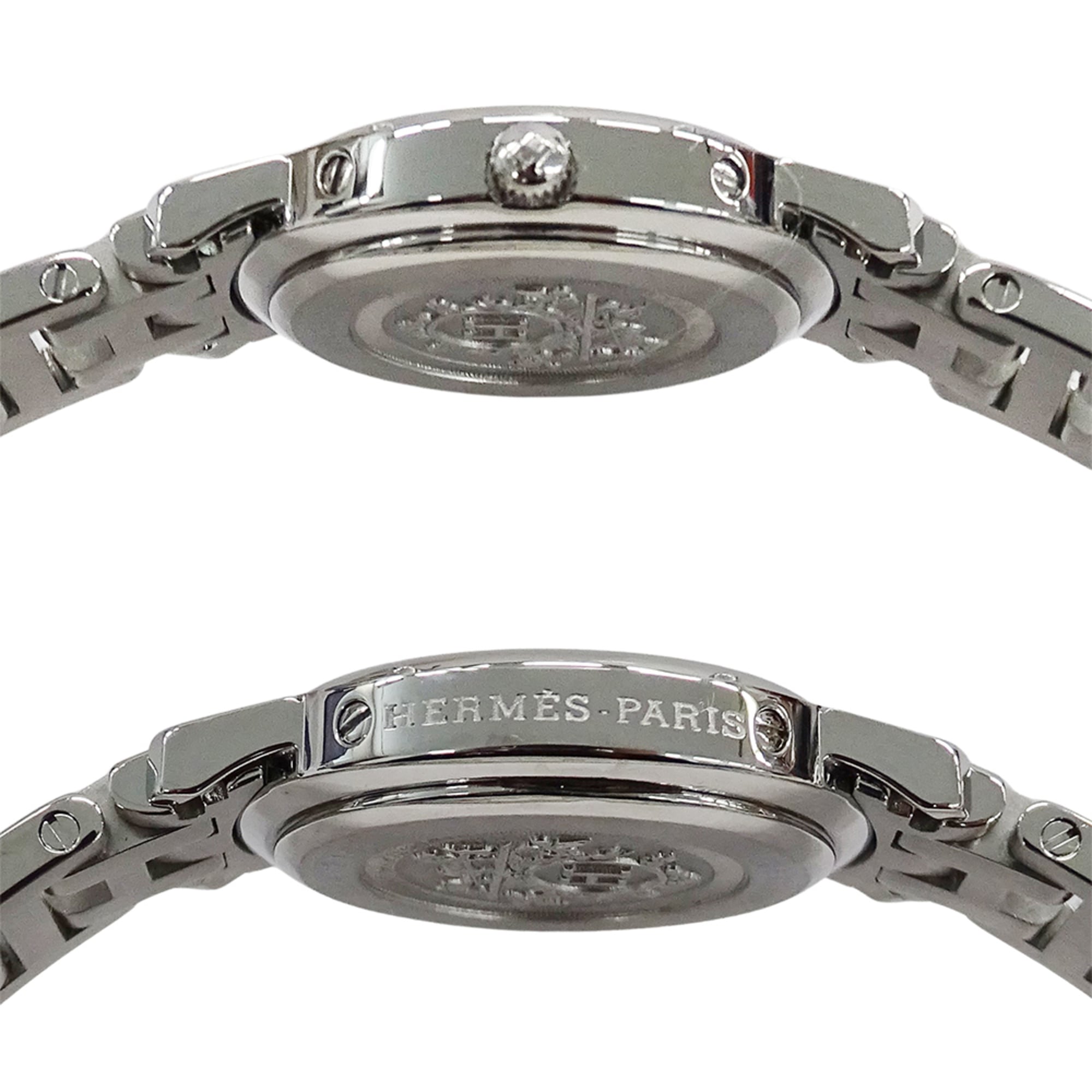 Hermes HERMES Women's Watch, Clipper Date, Quartz, Stainless Steel (SS), CL4.210, Silver & Black