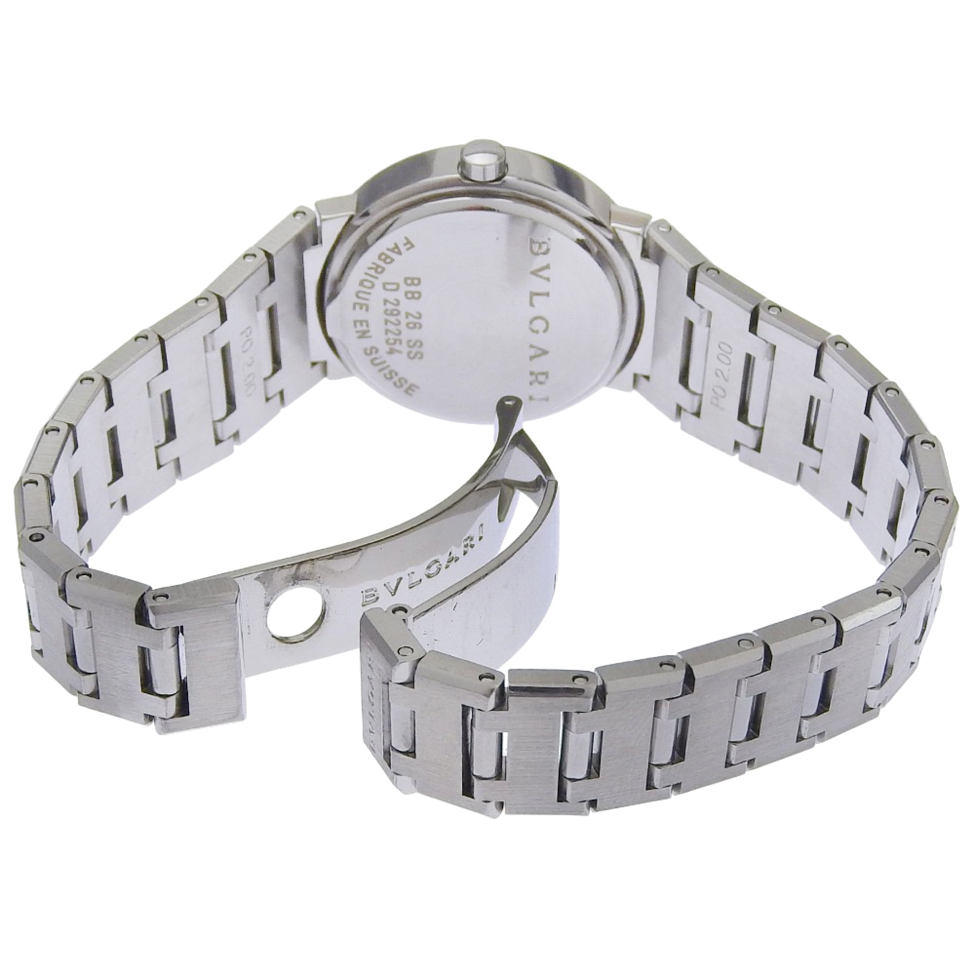 Bvlgari-horloge BB26SS, roestvrij staal, quartz, analoog display, zwarte wijzerplaat, damesmodel