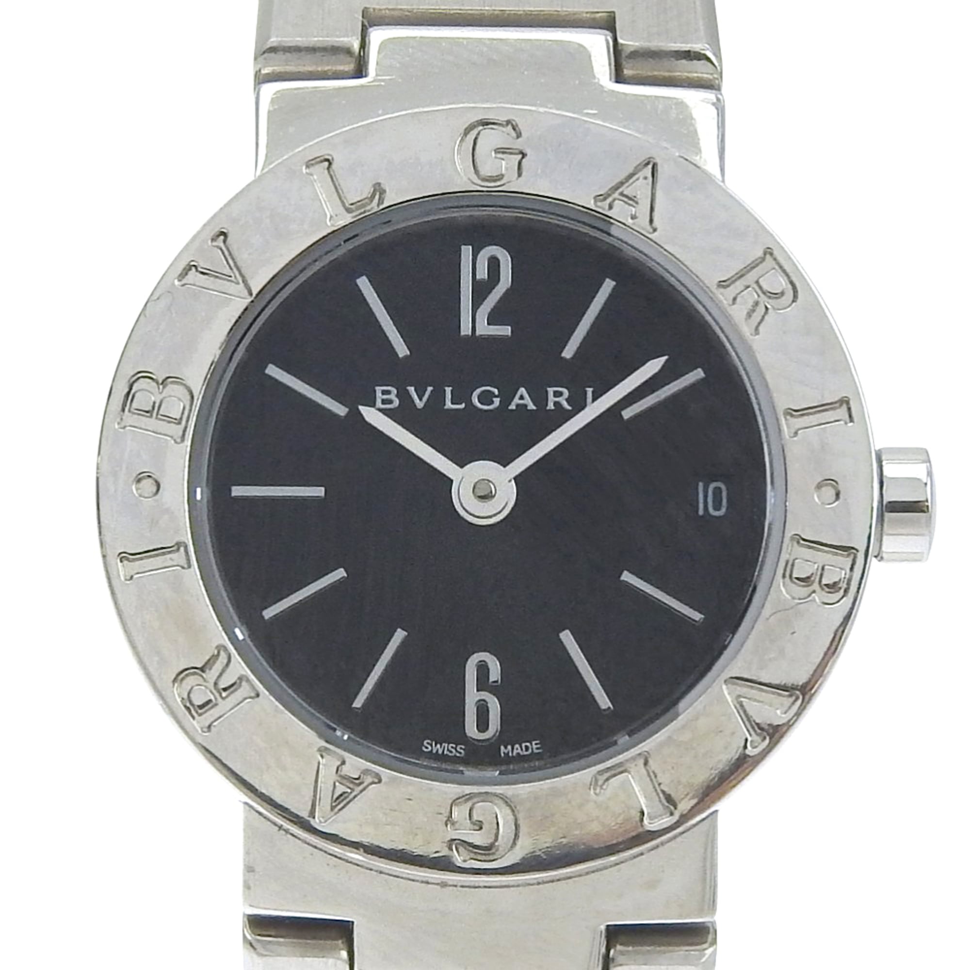 BVLGARI Watch BB23SS Stainless Steel Quartz Analog Display Black Dial Women's