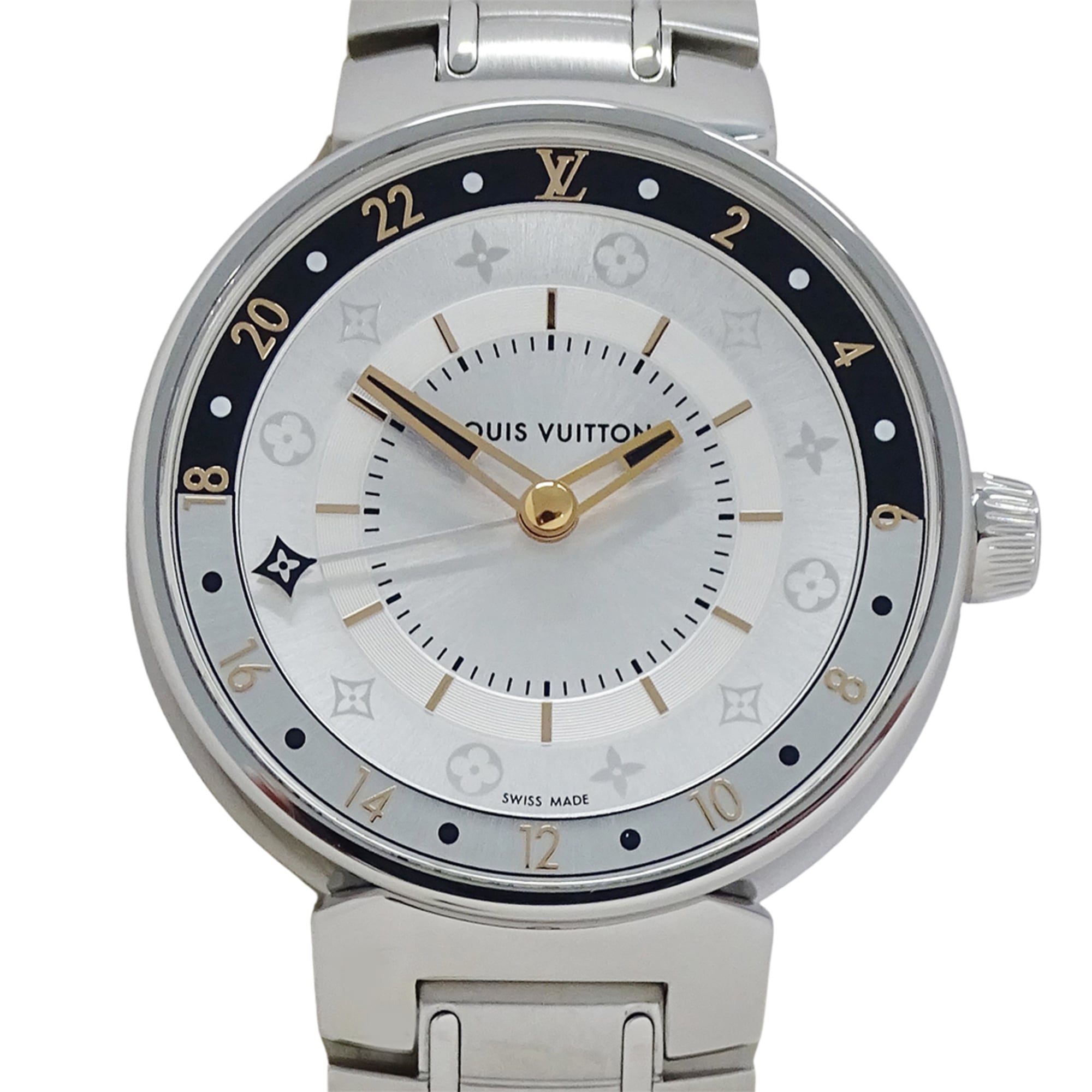 Louis Vuitton Tambour Moon Dual Time QA104 Silver Dial 35mm Watch